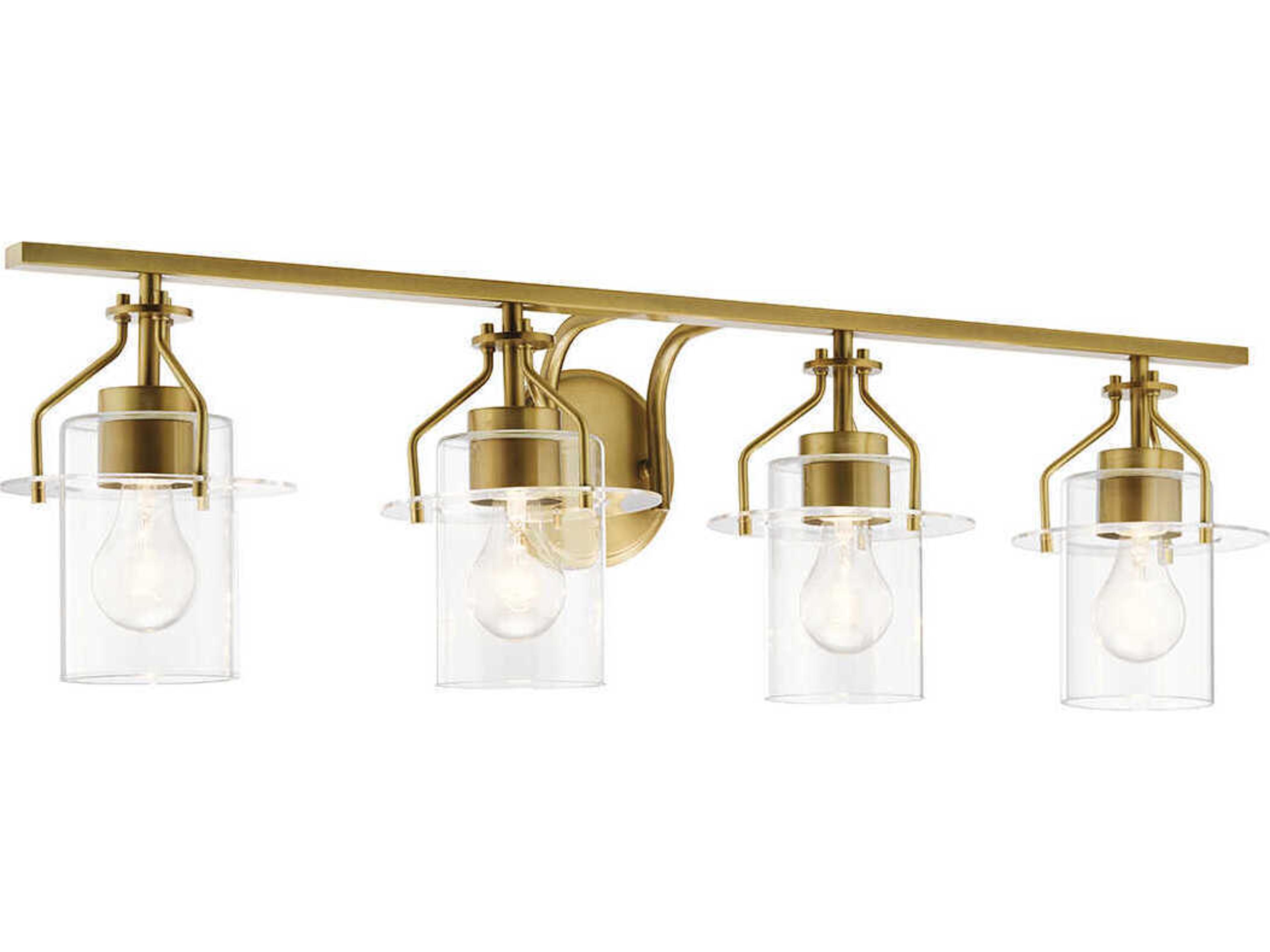 Everett 4-Light Brushed Brass Glass Vanity Light