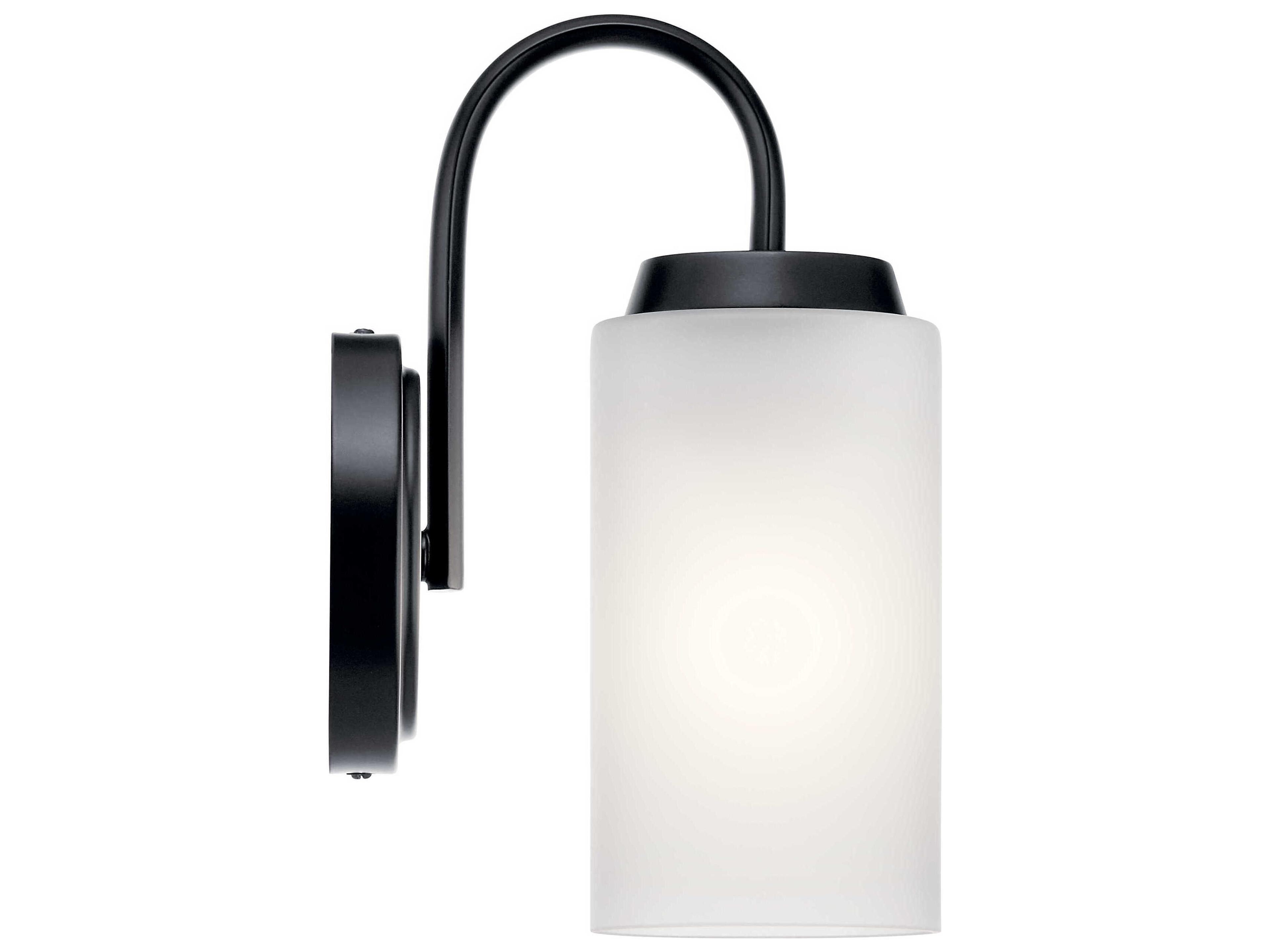 Kichler Kennewick 1-Light Black Glass Wall Sconce