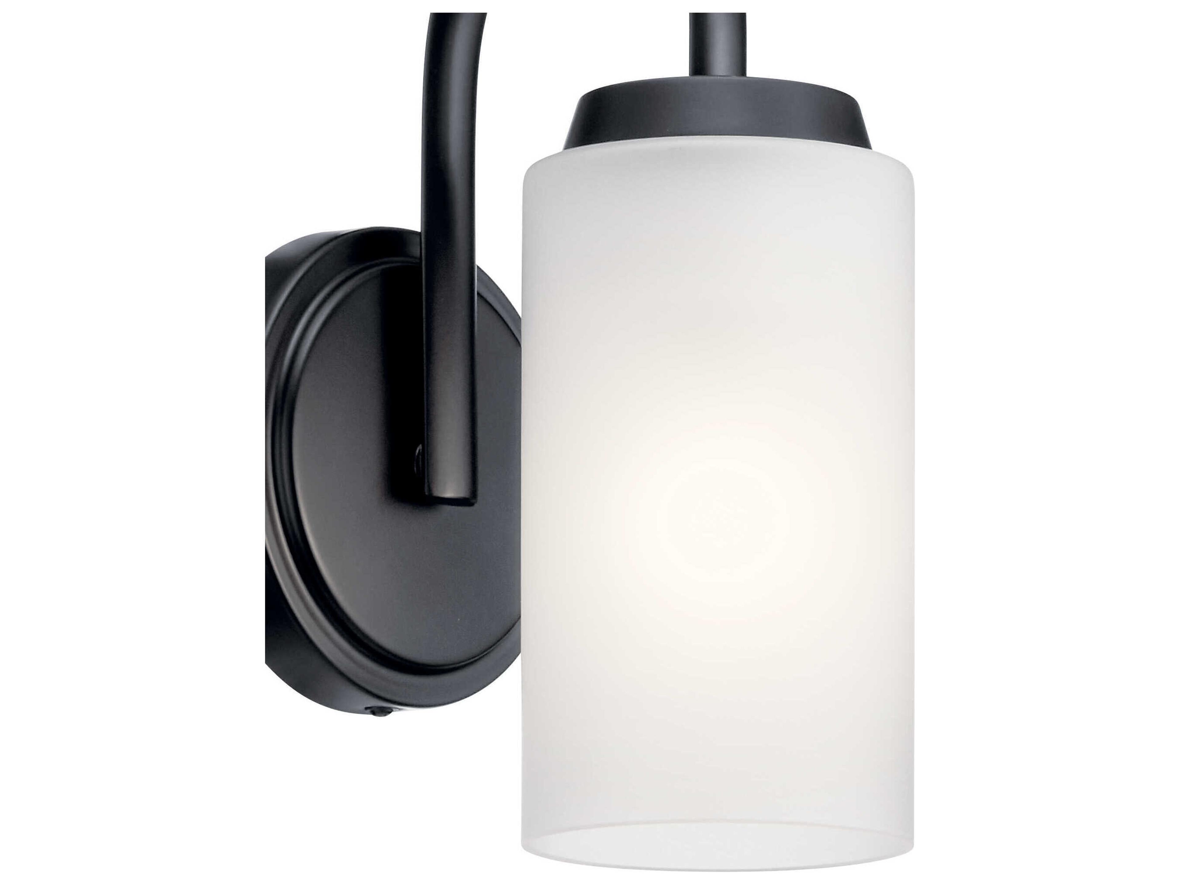 Kichler Kennewick 1-Light Black Glass Wall Sconce