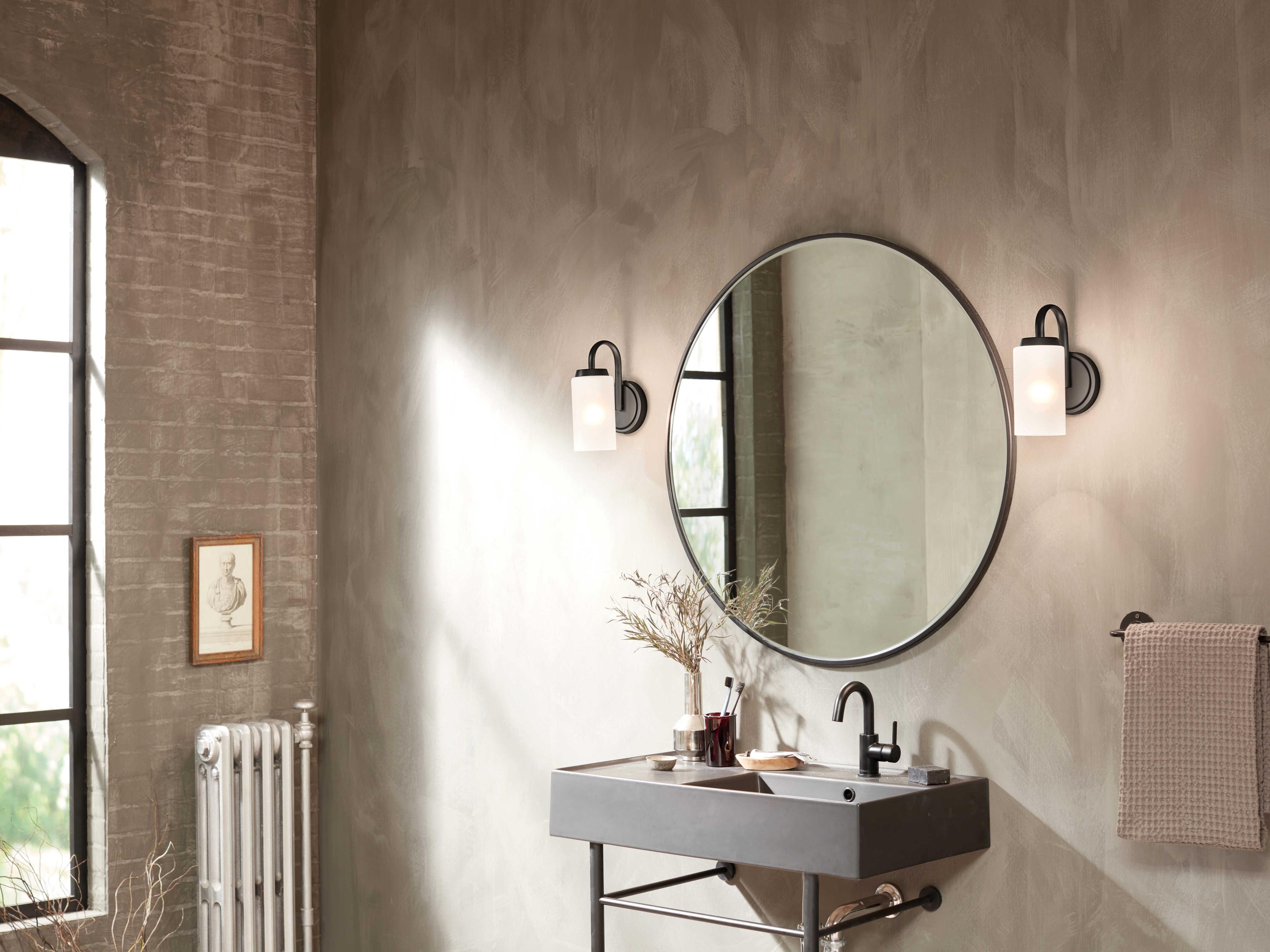 Kichler Kennewick 1-Light Black Glass Wall Sconce