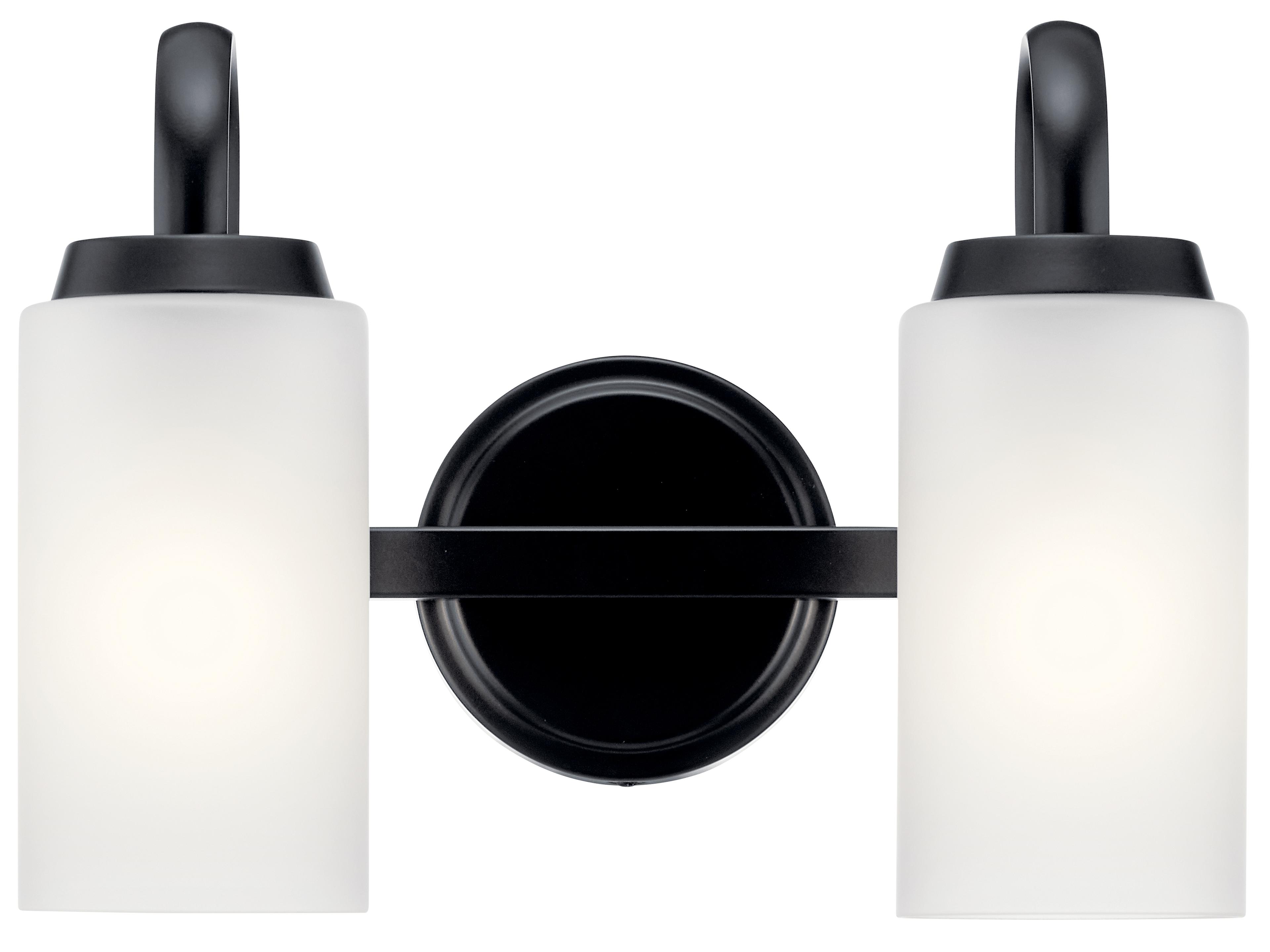 Kichler Kennewick 2-Light Black Glass Vanity Light