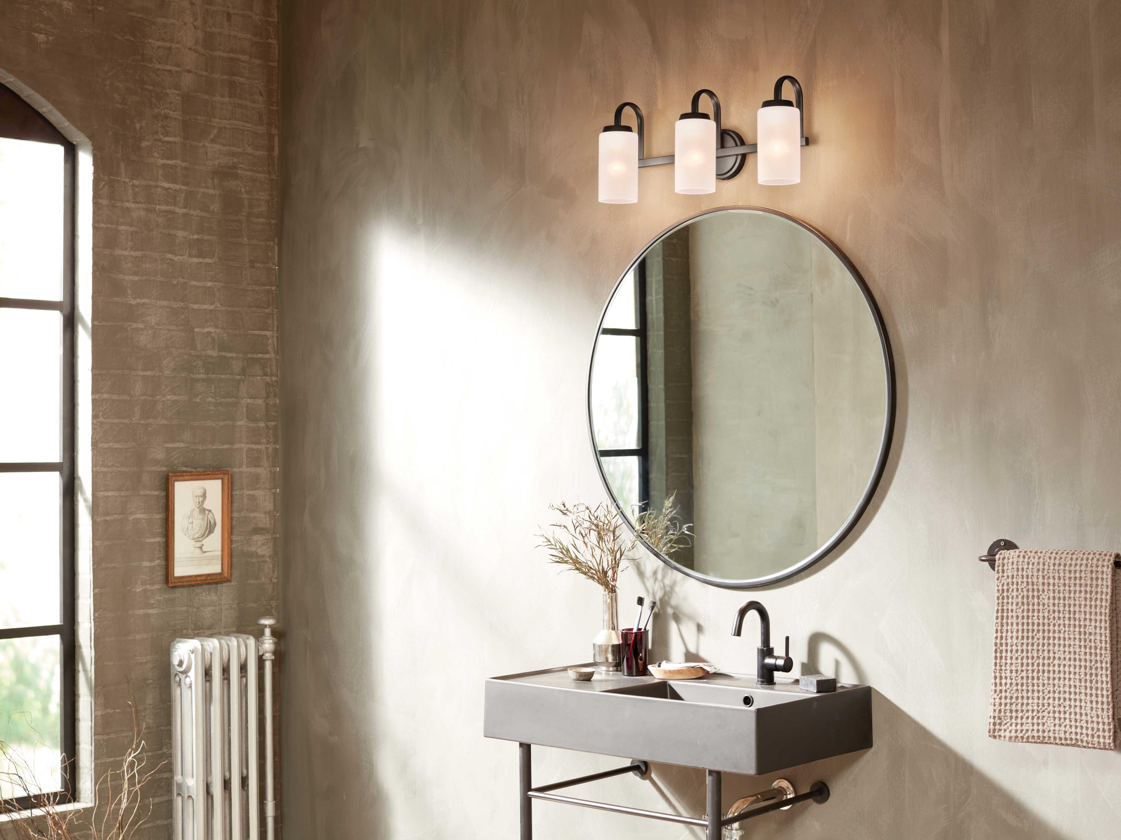 Kichler Kennewick 3-Light Black Glass Vanity Light