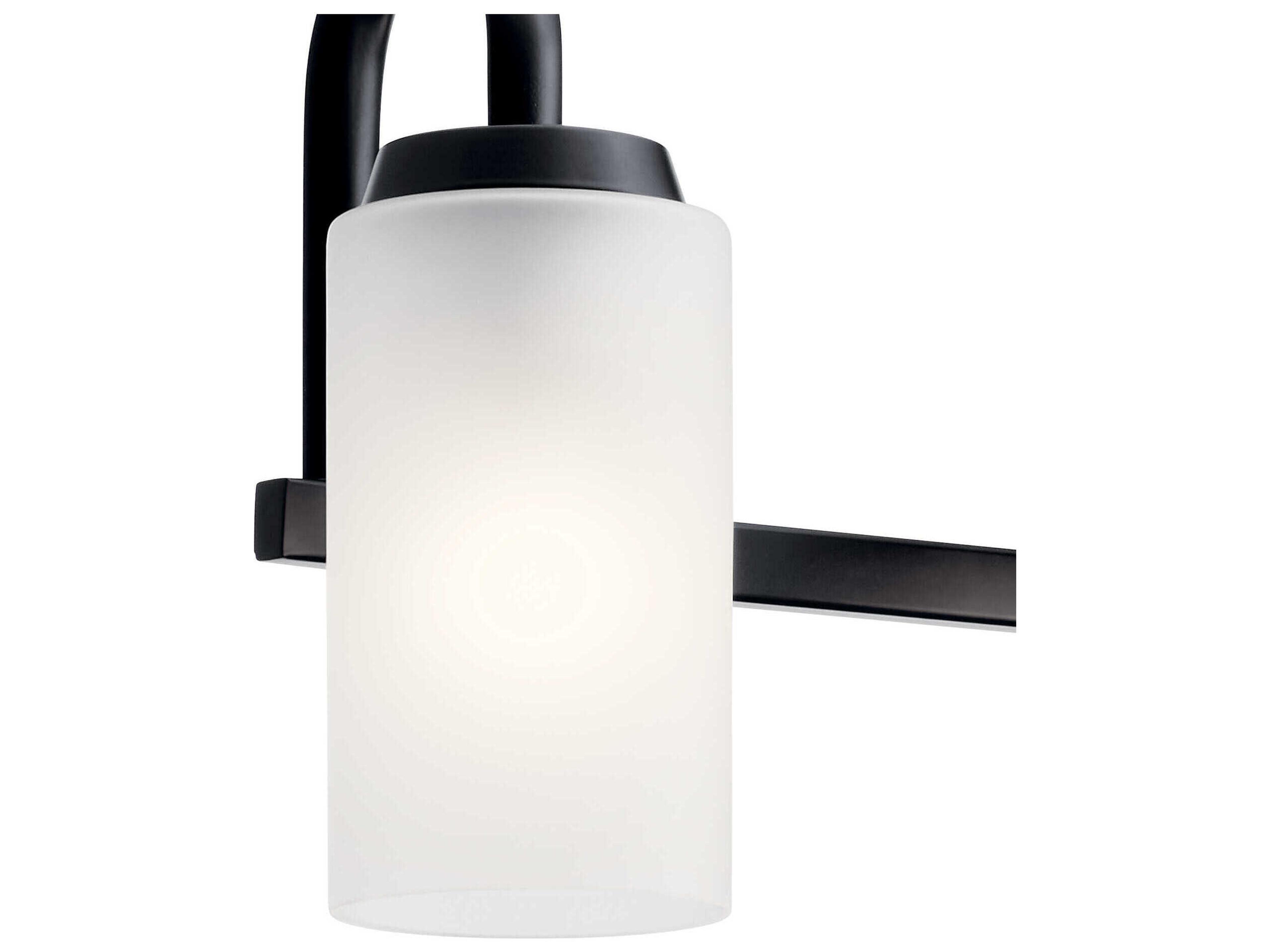 Kichler Kennewick 4-Light Black Glass Vanity Light