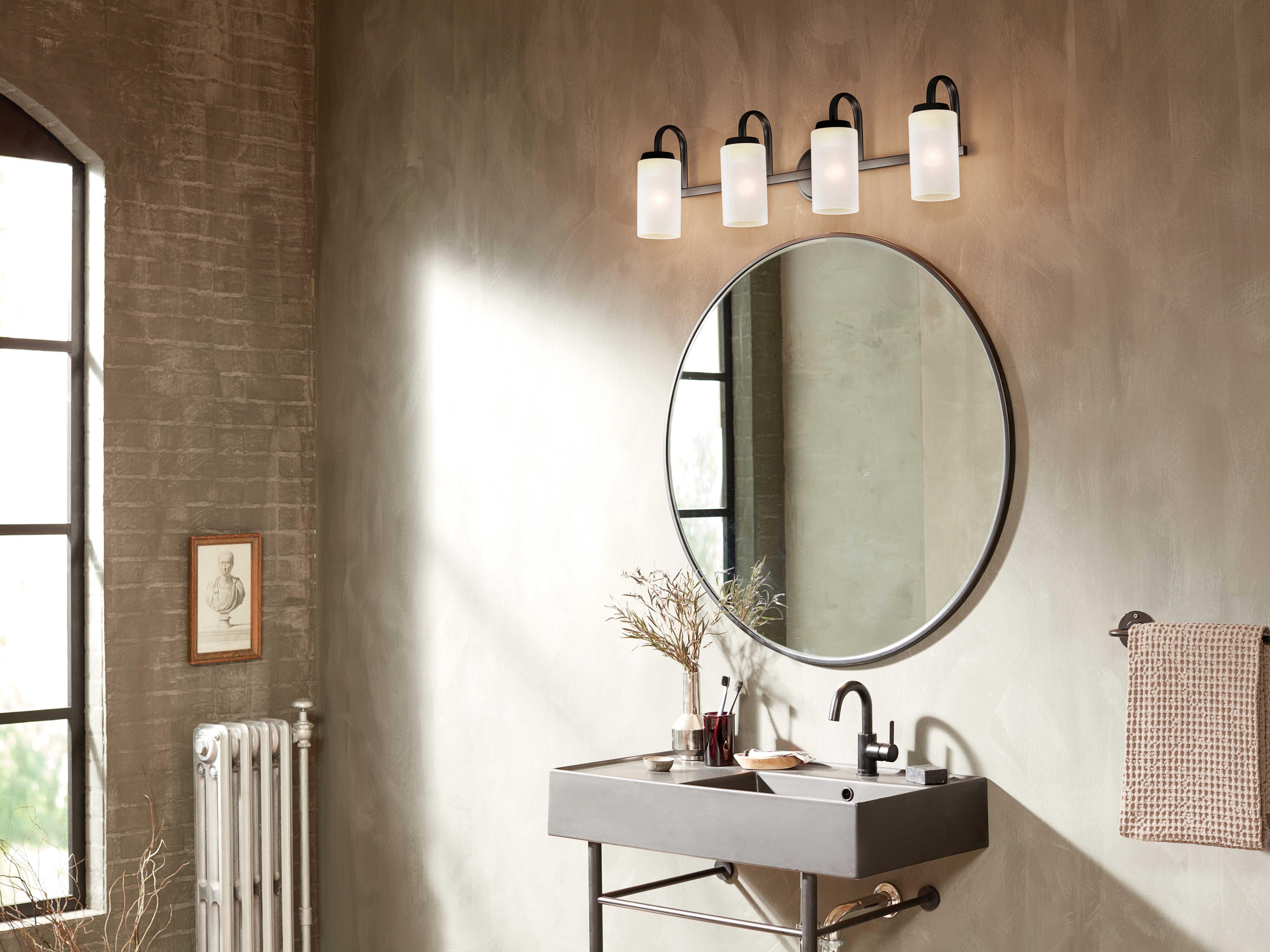 Kichler Kennewick 4-Light Black Glass Vanity Light