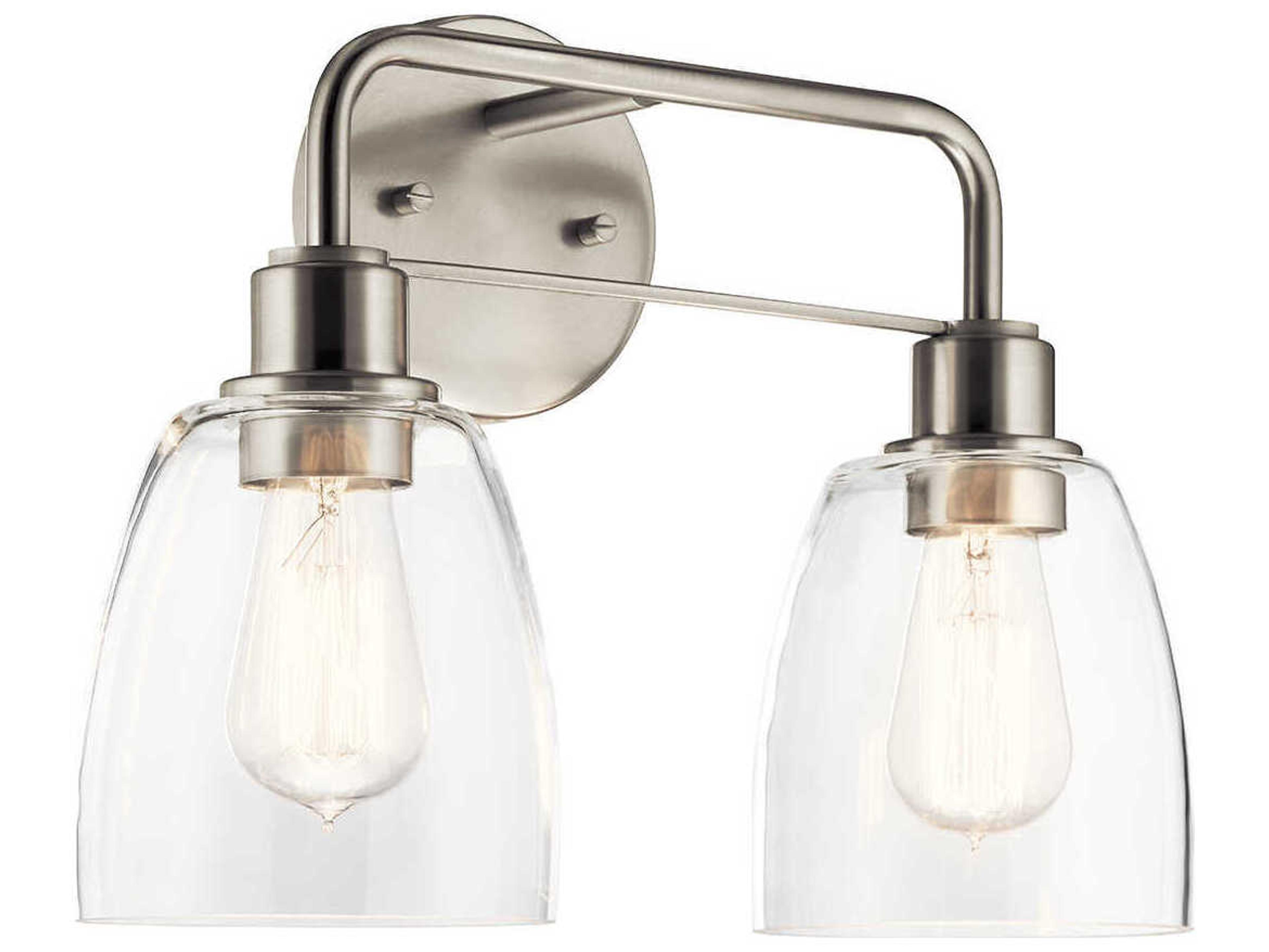 Meller 2-Light Nickel Textured Glass Vanity Light