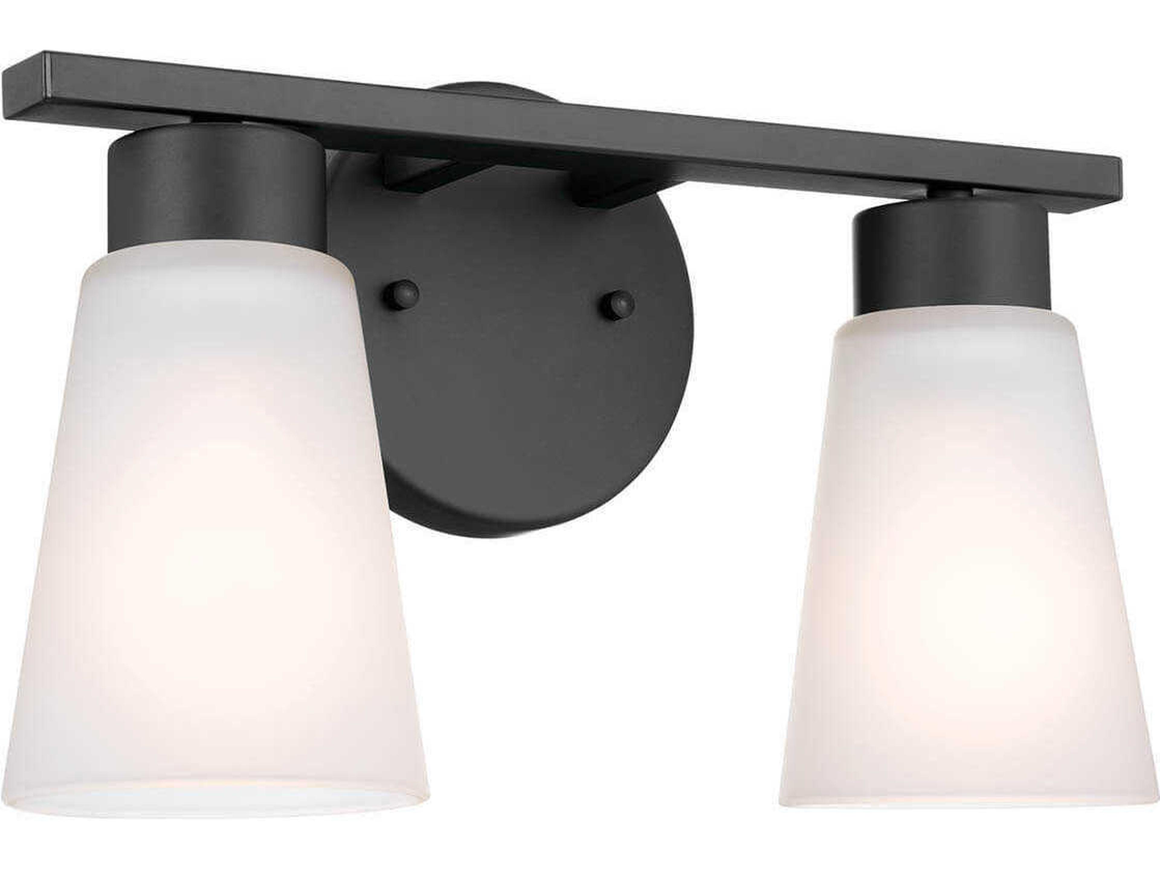 Stamos 2-Light Black Glass Vanity Light