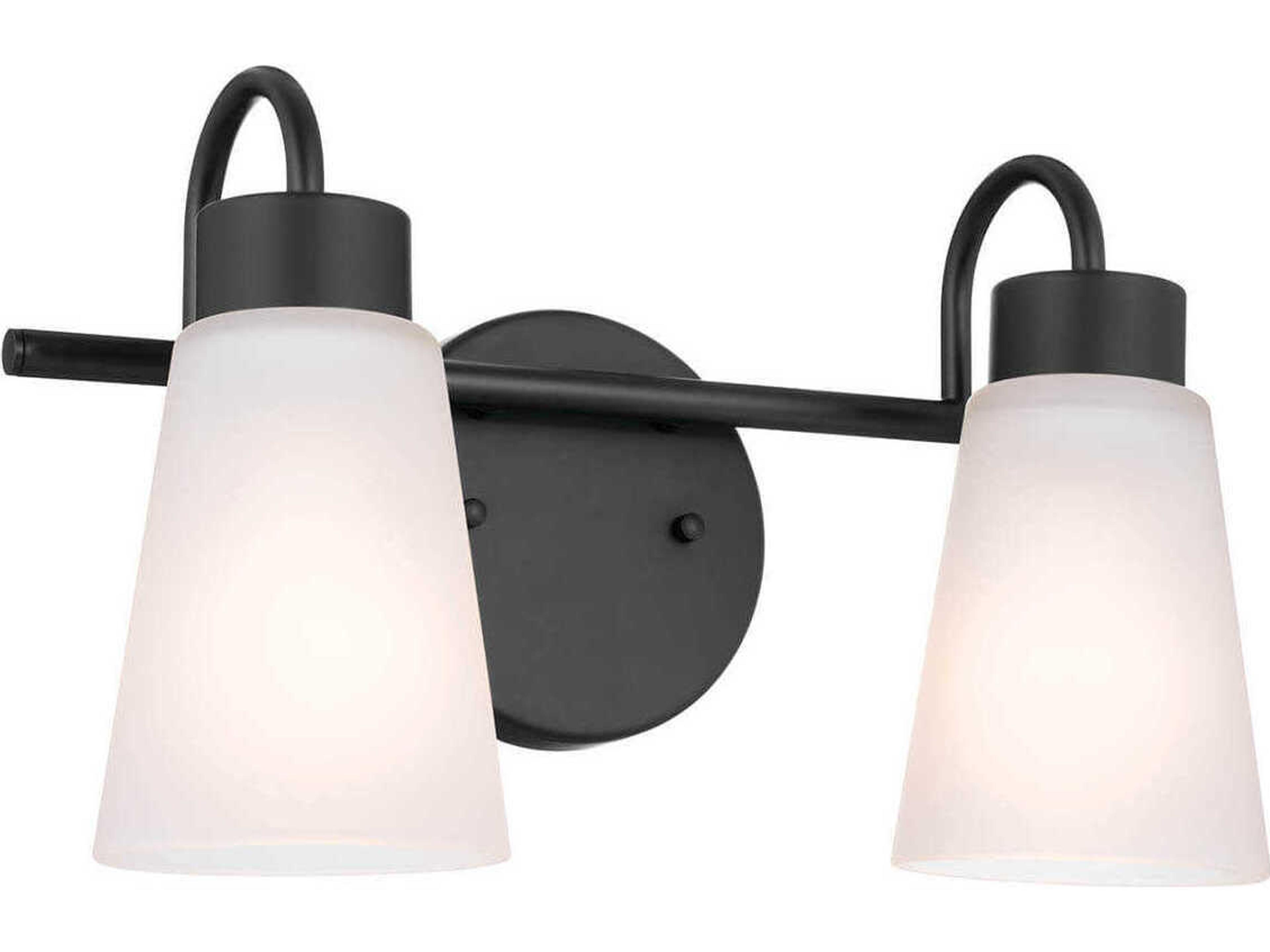 Erma 2-Light Black Glass Vanity Light