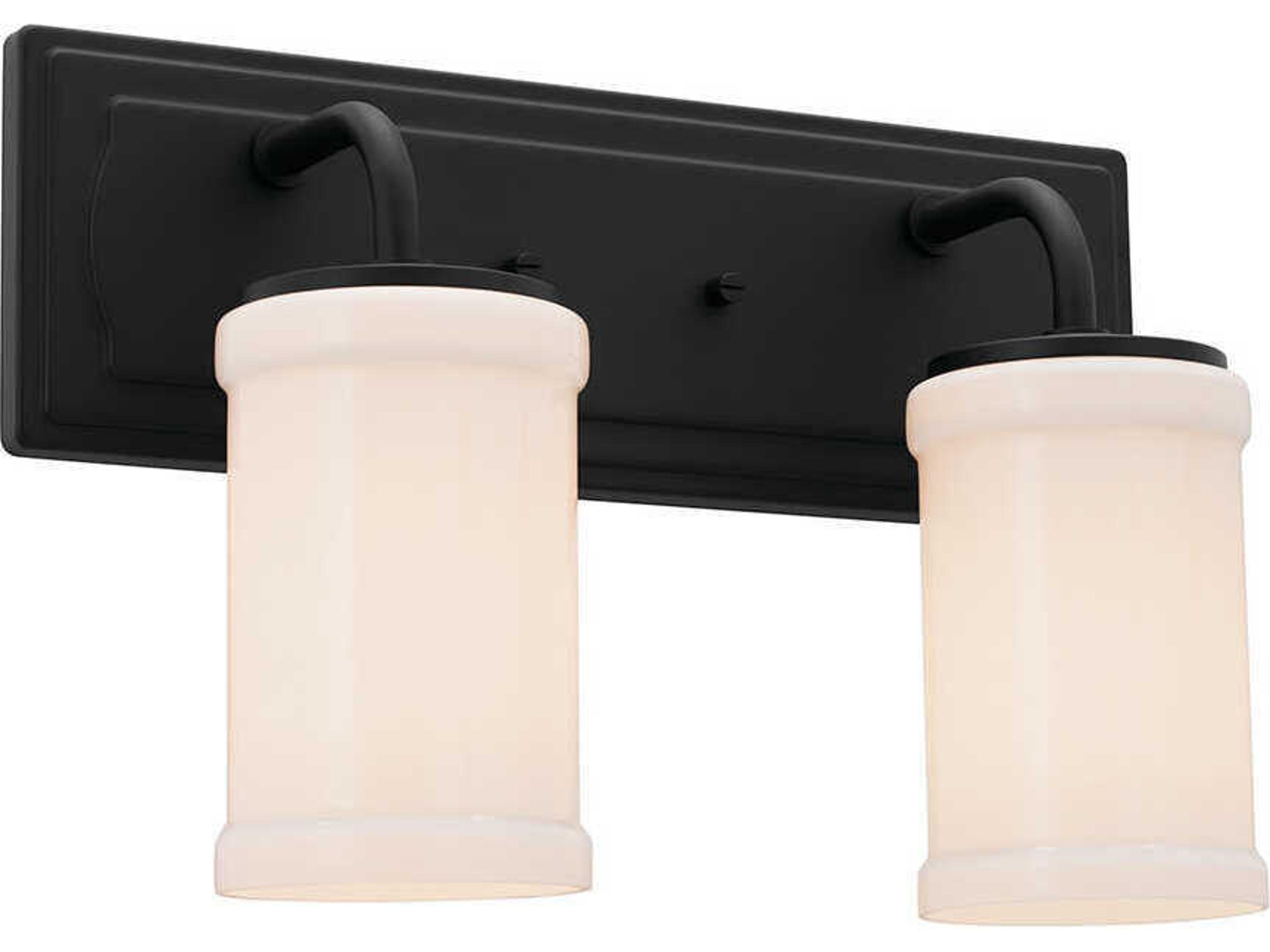 Vetivene 2-Light Textured Black Glass Vanity Light