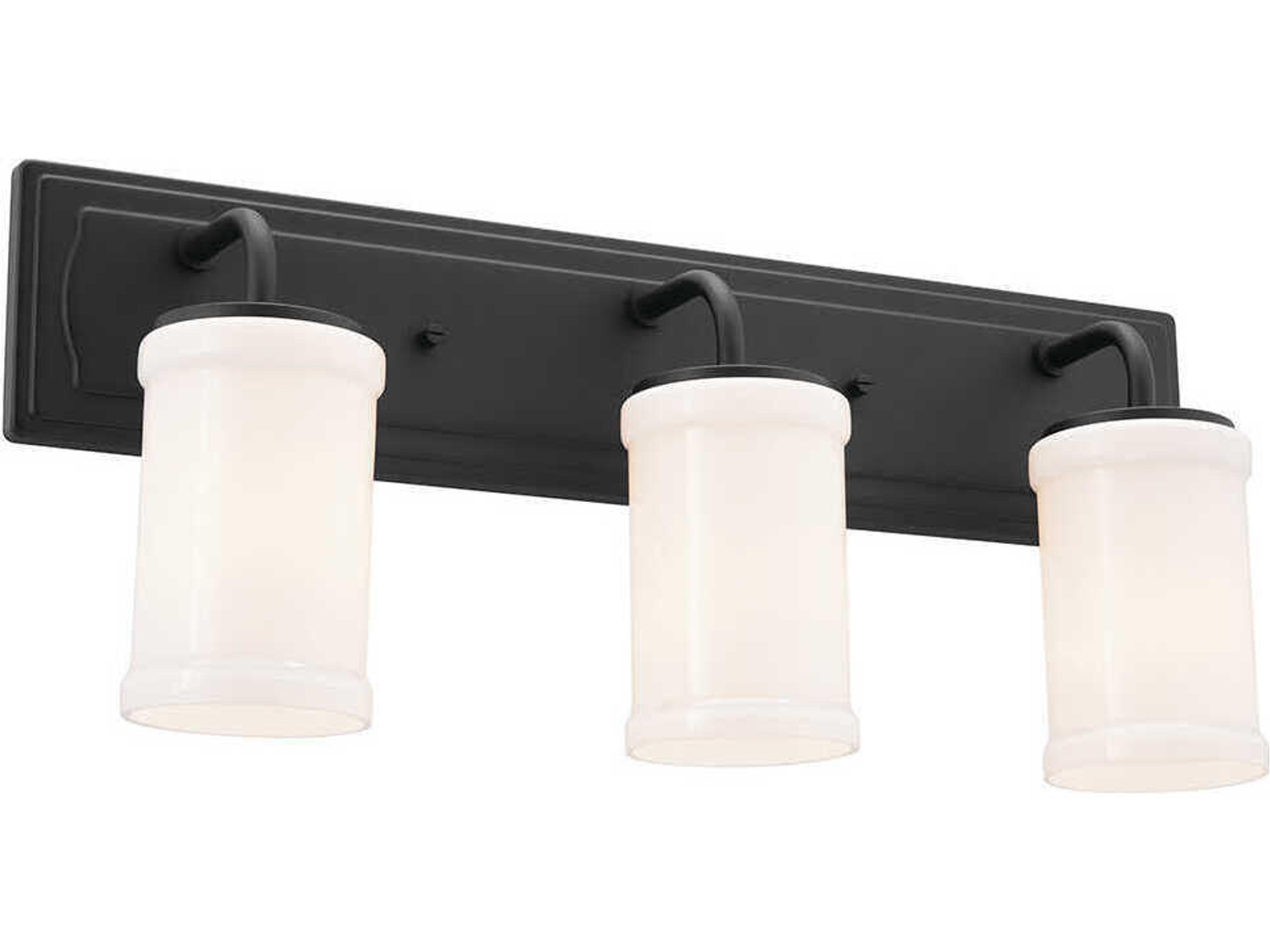 Vetivene 3-Light Textured Black Glass Vanity Light