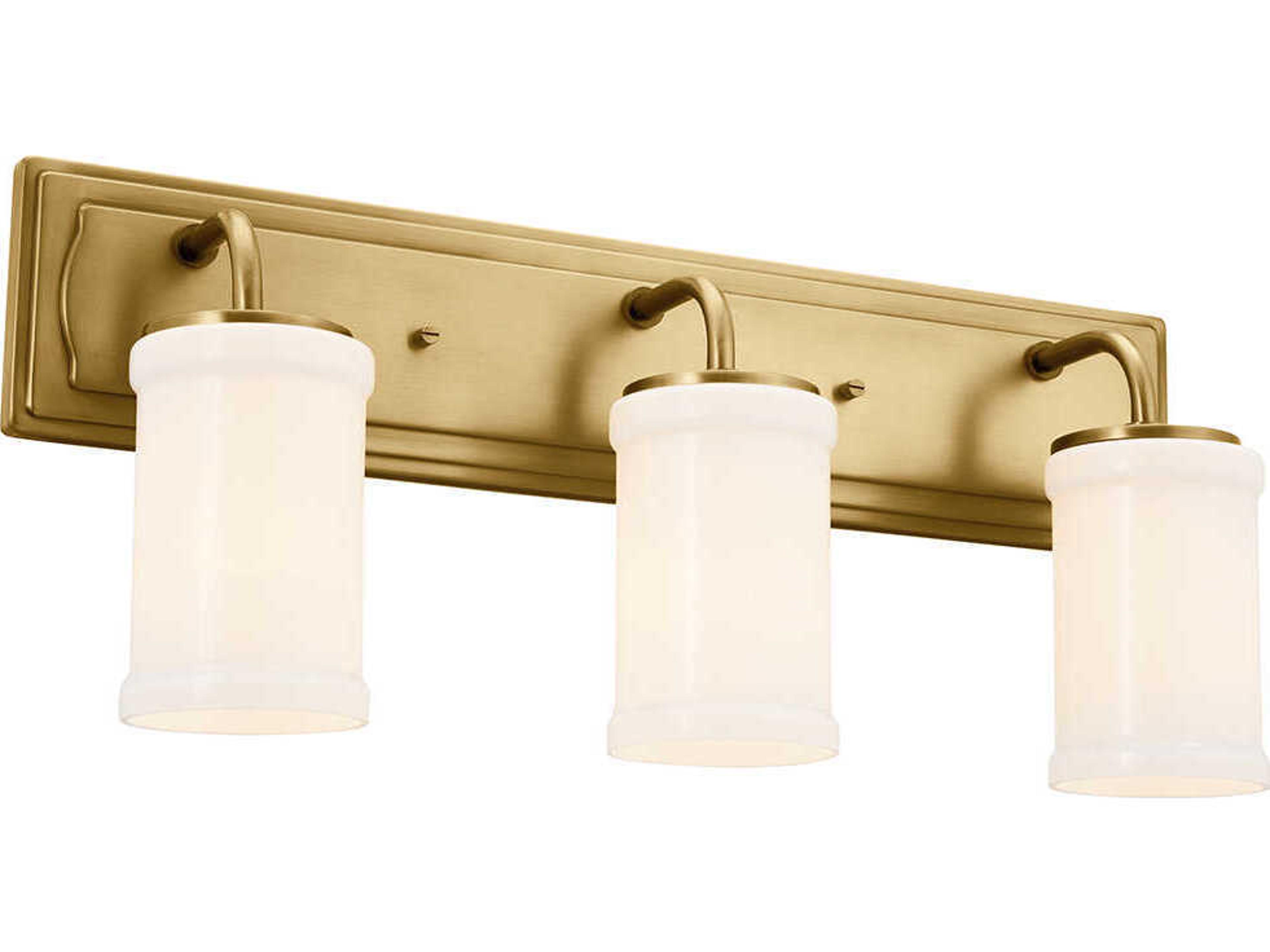 Vetivene 3-Light Natural Brass Glass Vanity Light