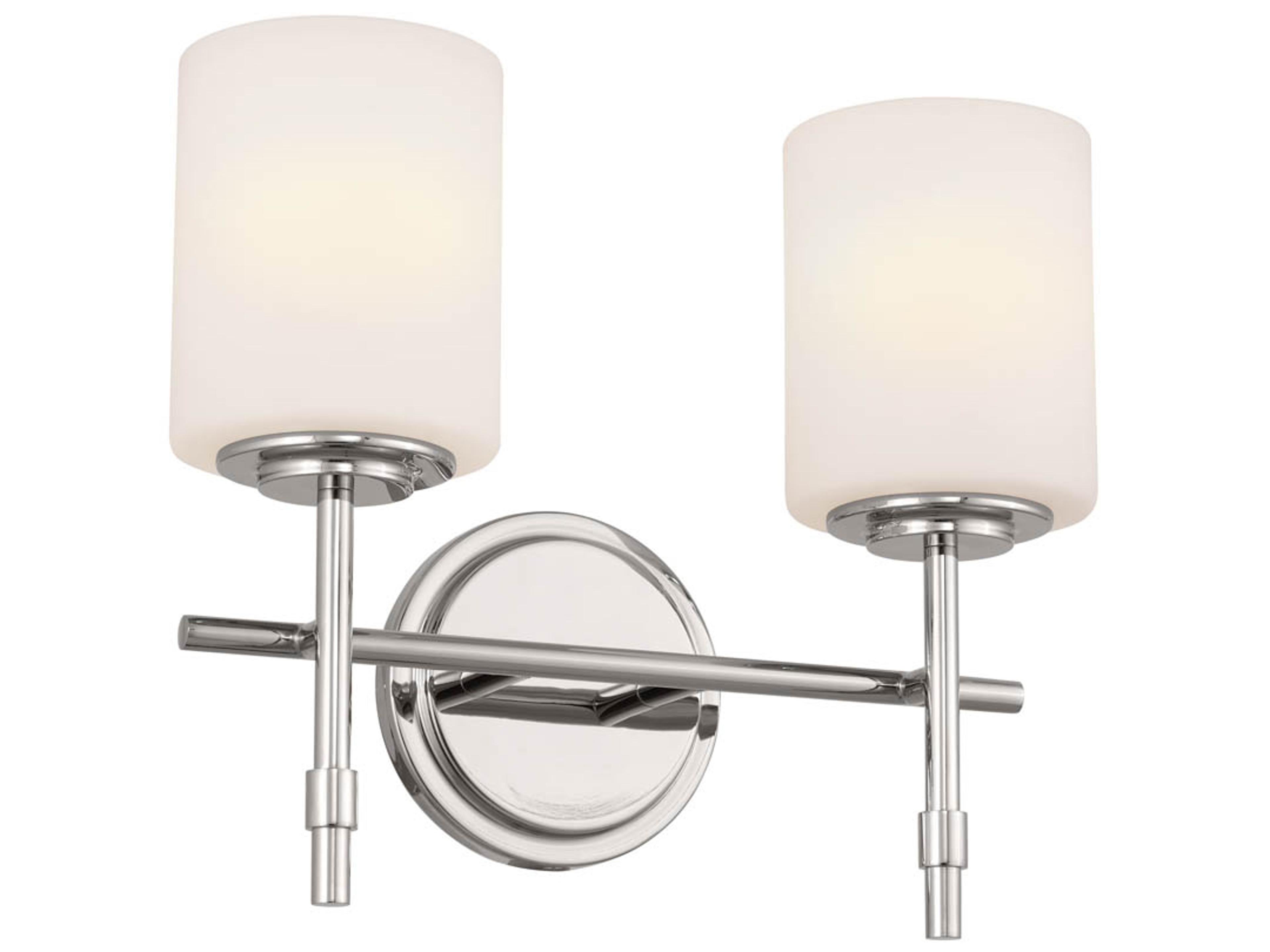 Ali 2-Light Polished Nickel Glass Vanity Light