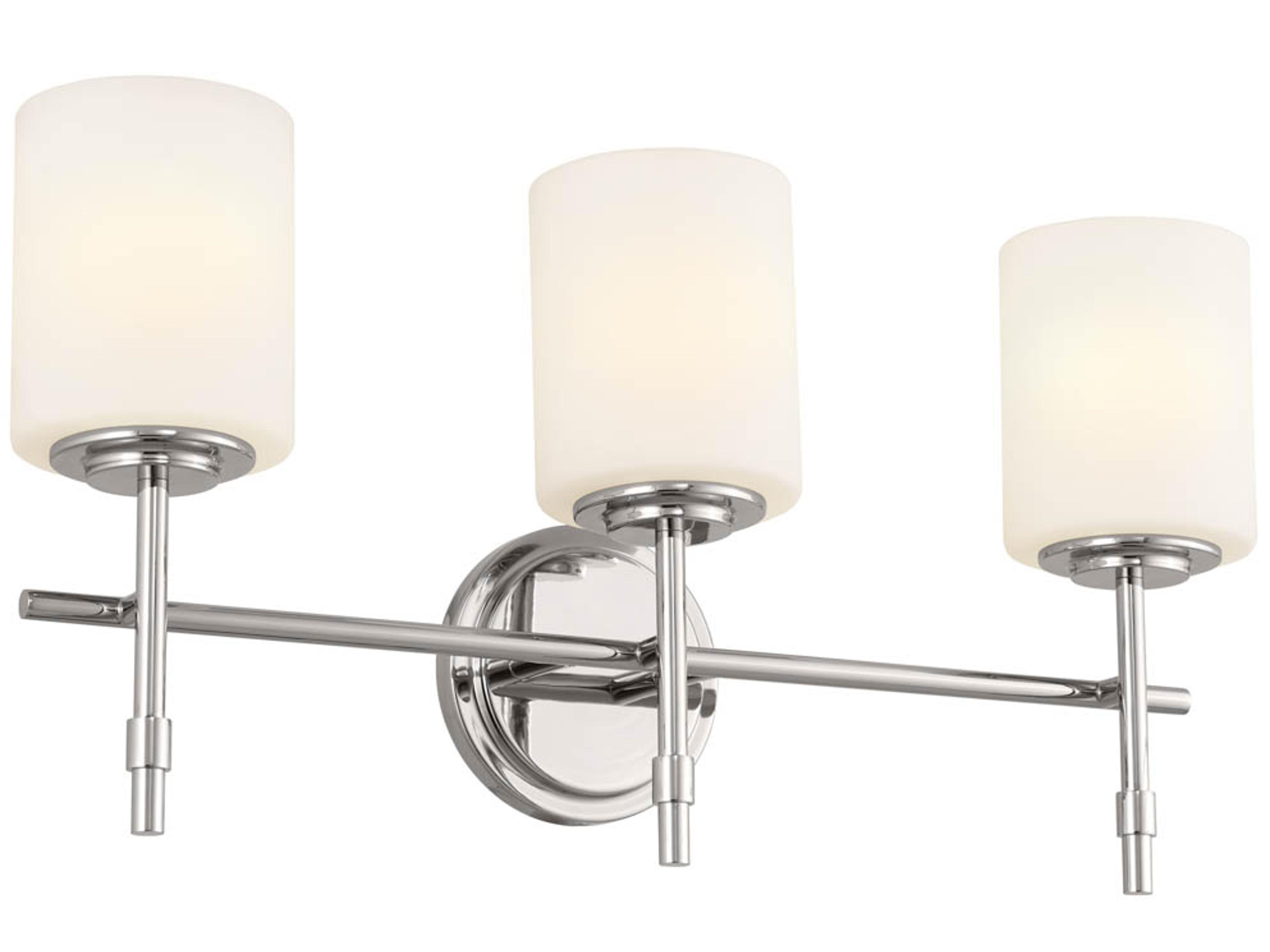 Ali 3-Light Polished Nickel Glass Vanity Light