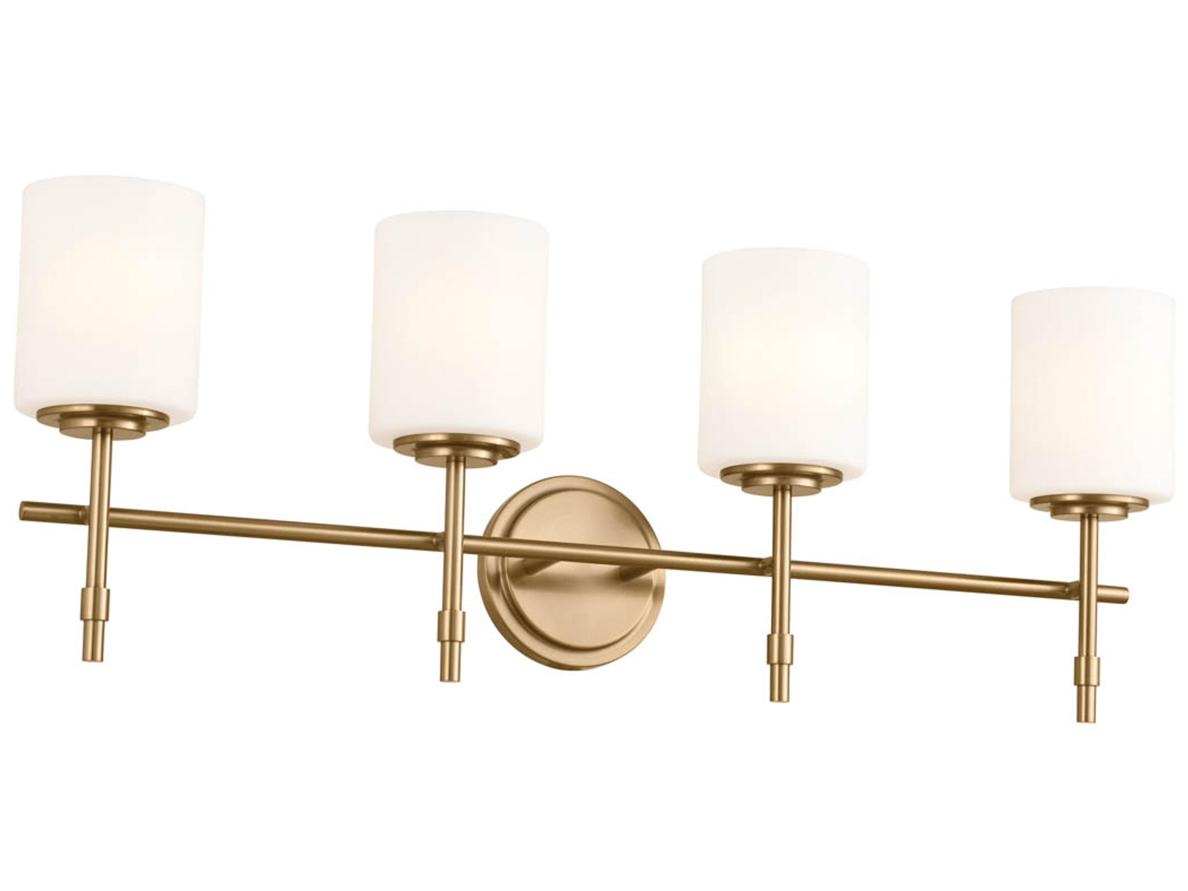 Ali 4-Light Brushed Natural Brass Glass Vanity Light