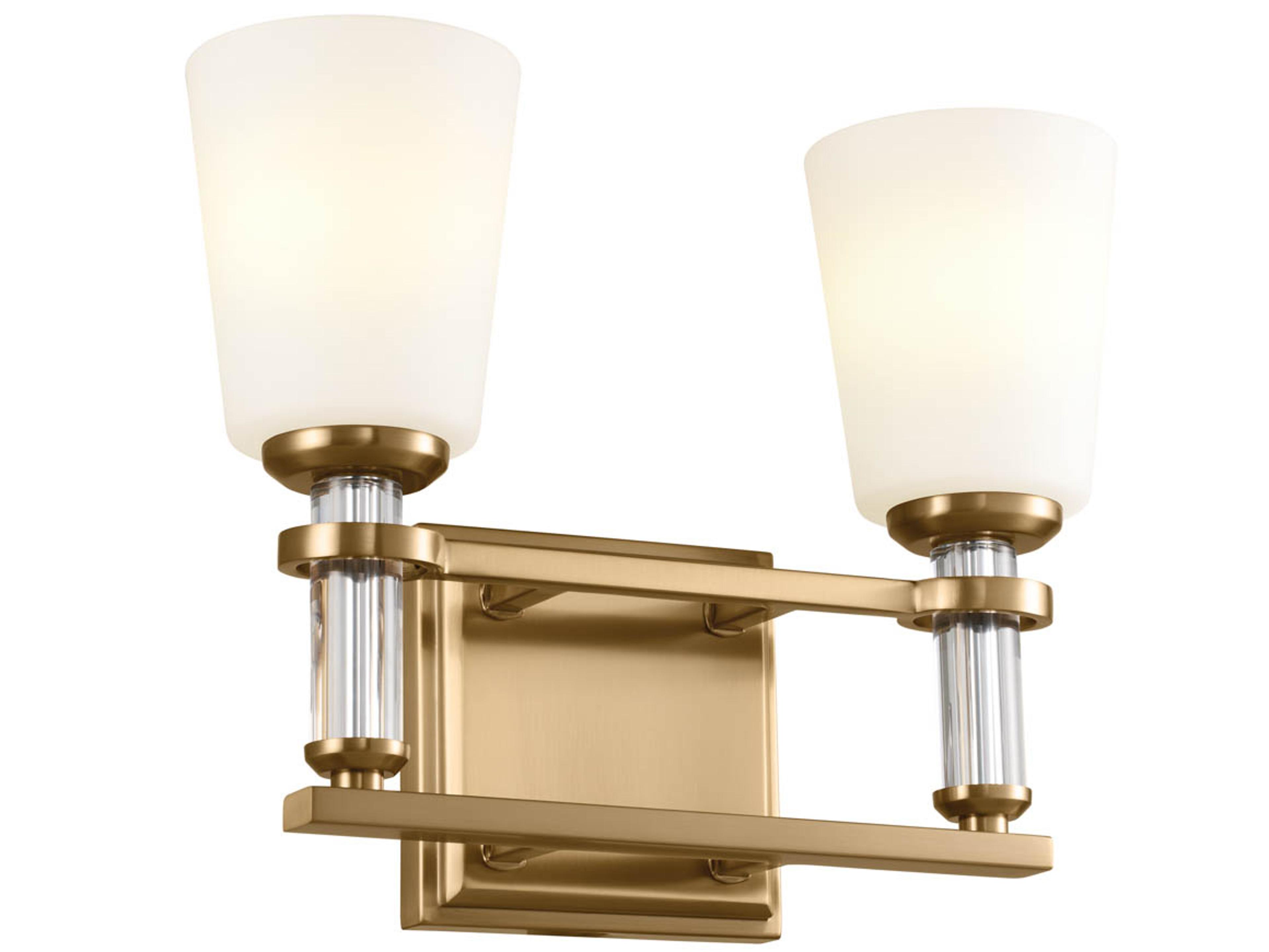 Rosalind 2-Light Brushed Natural Brass Crystal Vanity Light