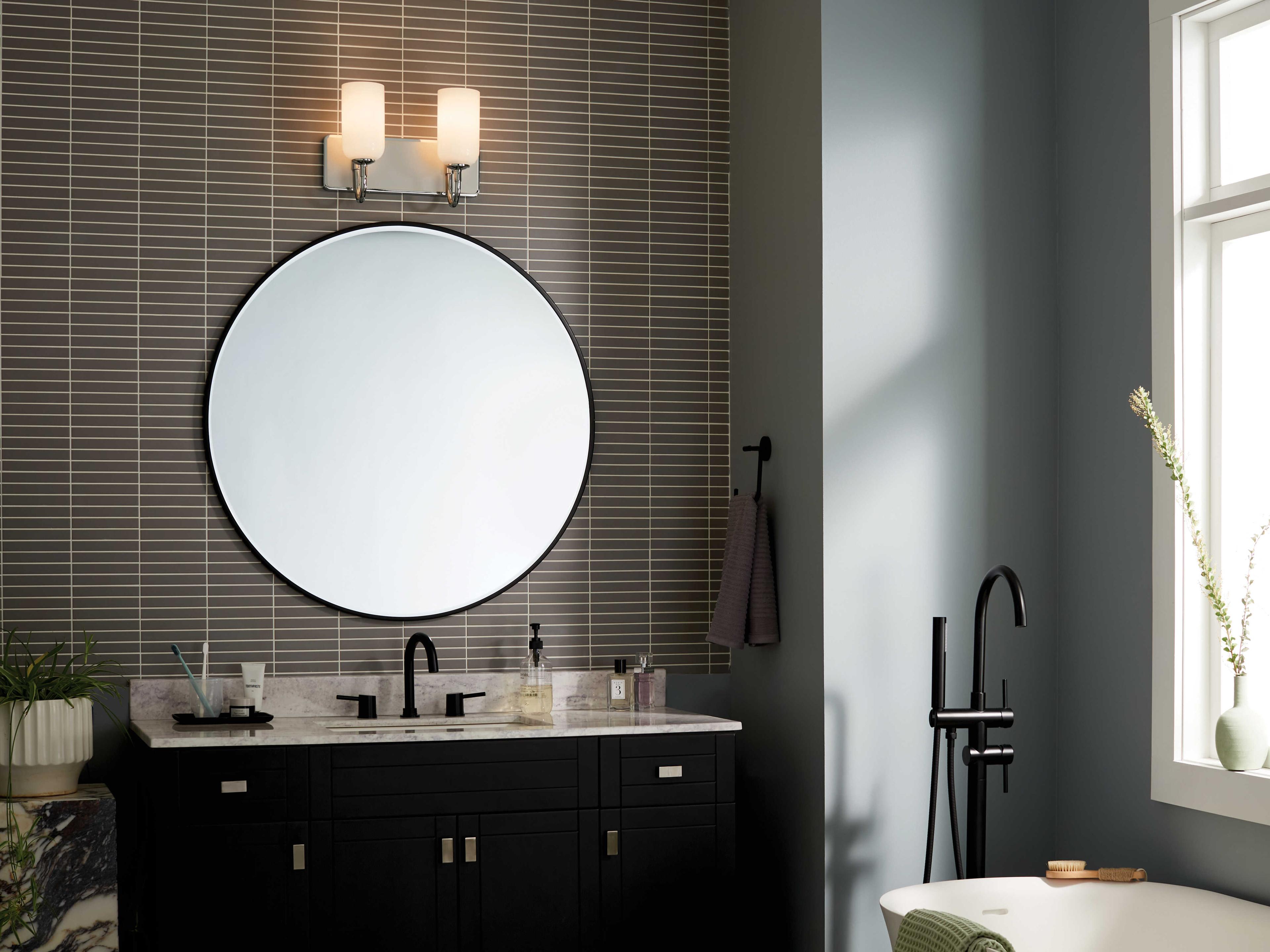 Kichler Solia 2-Light Polished Nickel Glass Vanity Light