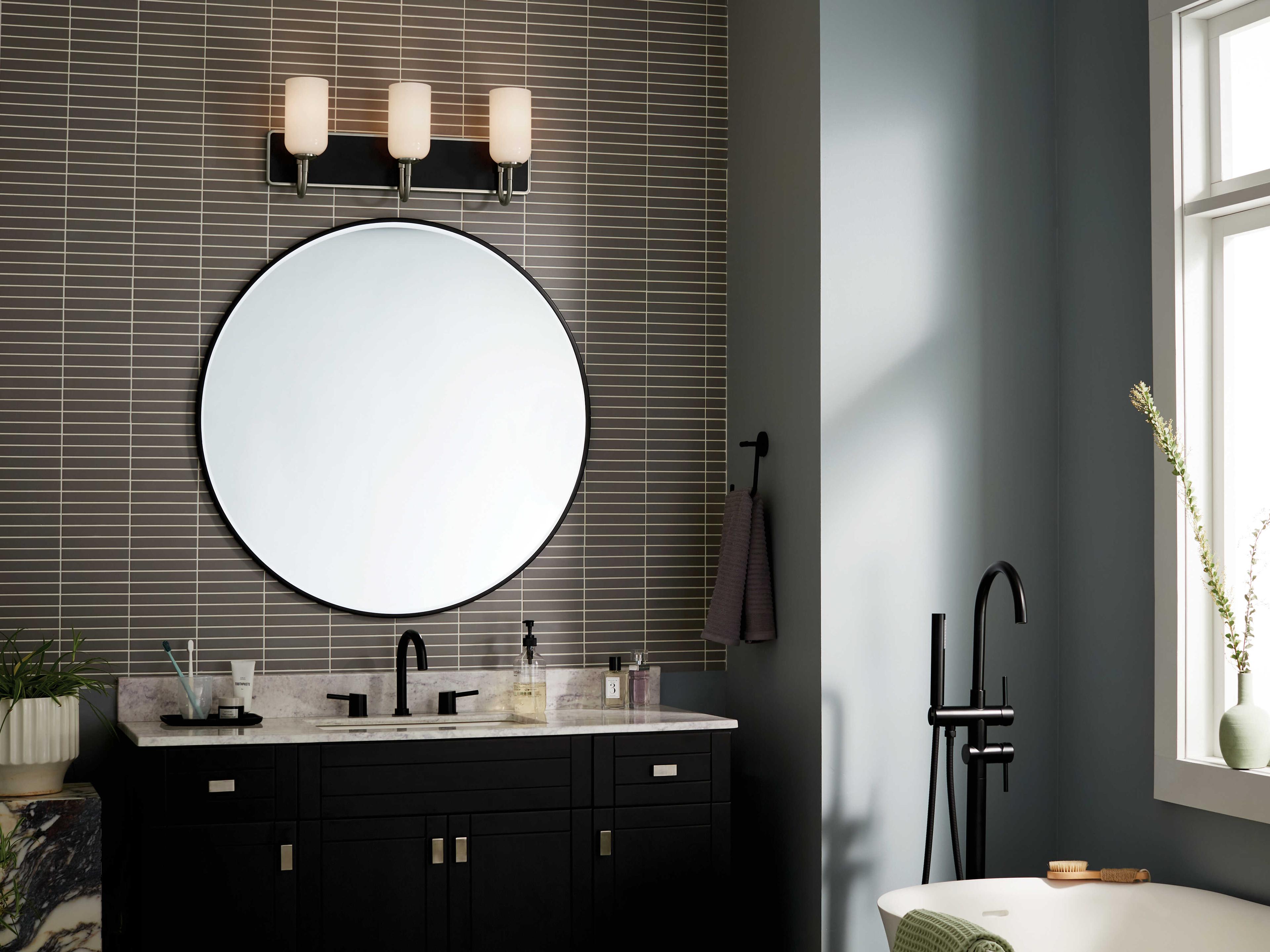 Kichler Solia 3-Light Brushed Nickel Glass Vanity Light