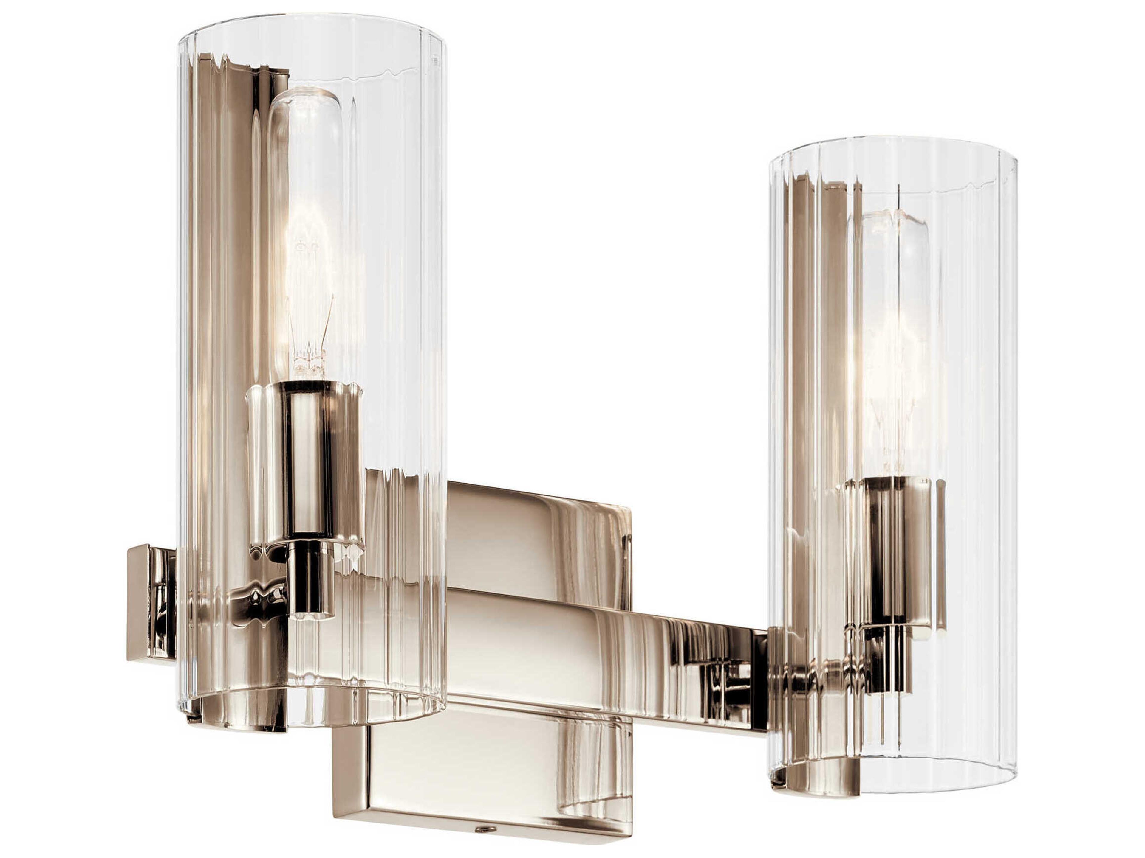 Jemsa 2-Light Polished Nickel Vanity Light