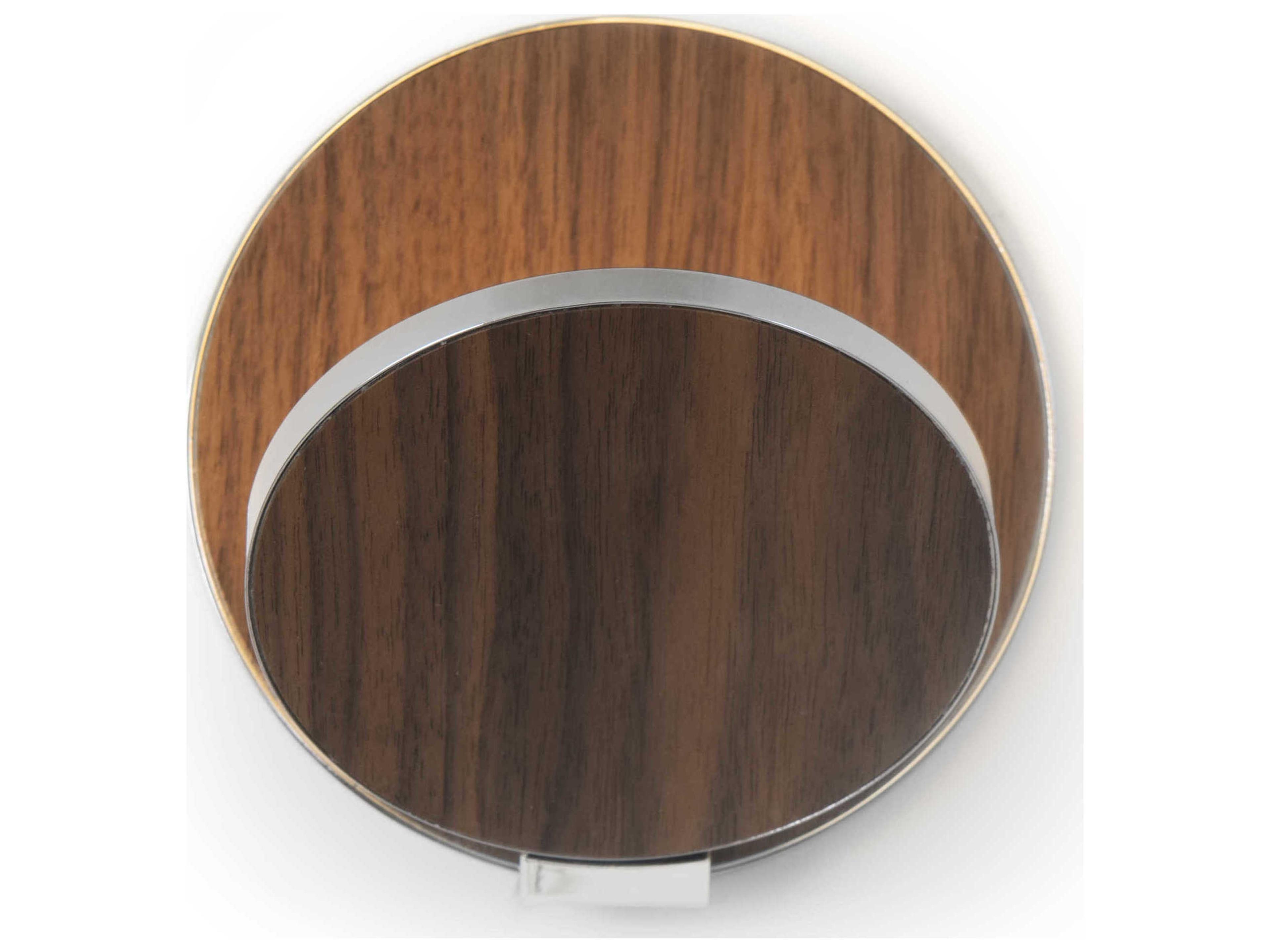 Koncept Gravy Chrome Body Oiled Walnut Face Plates Wood Wall Sconce