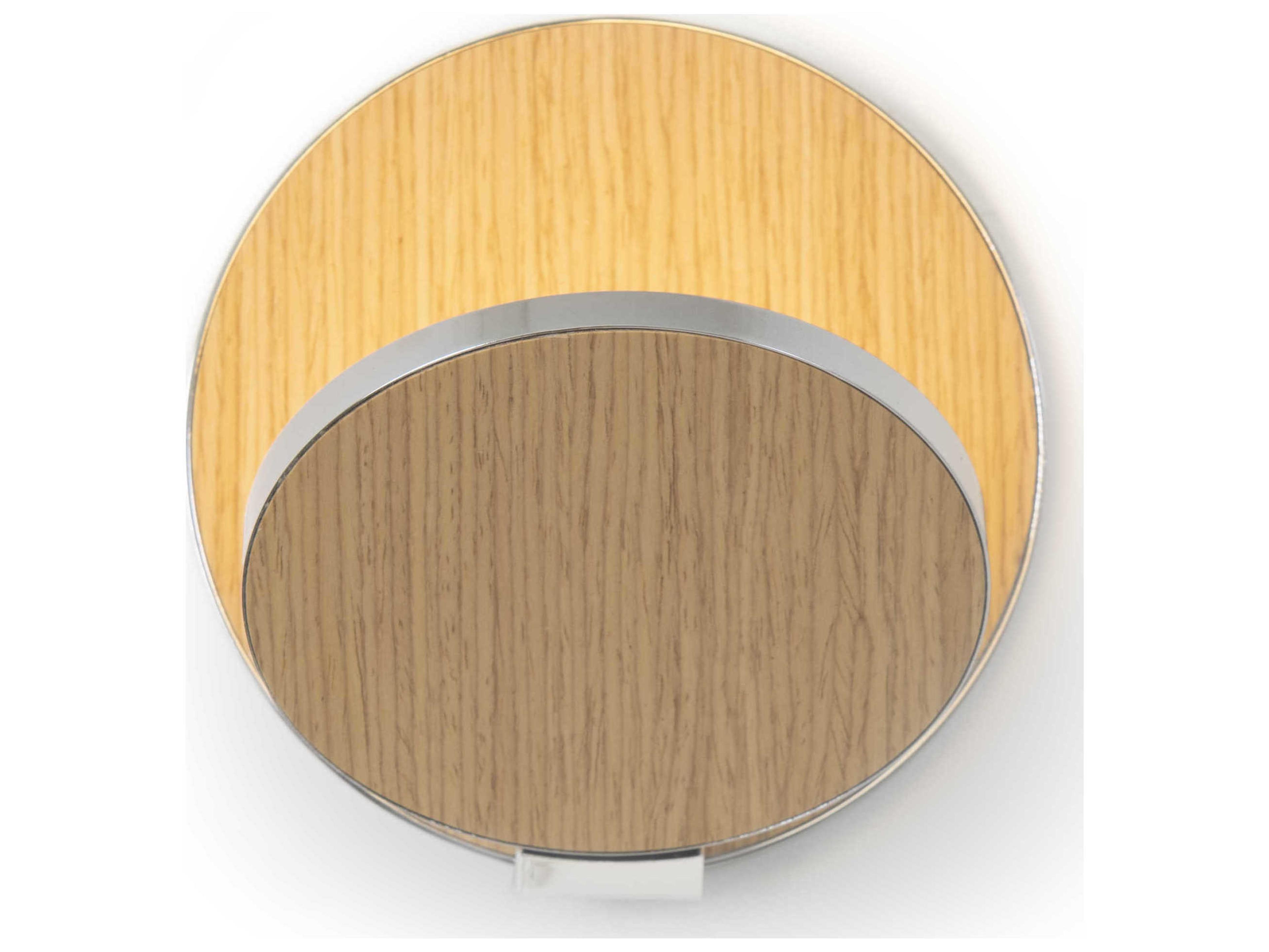 Koncept Gravy Chrome Body White Oak Face Plates Wood LED Wall Sconce