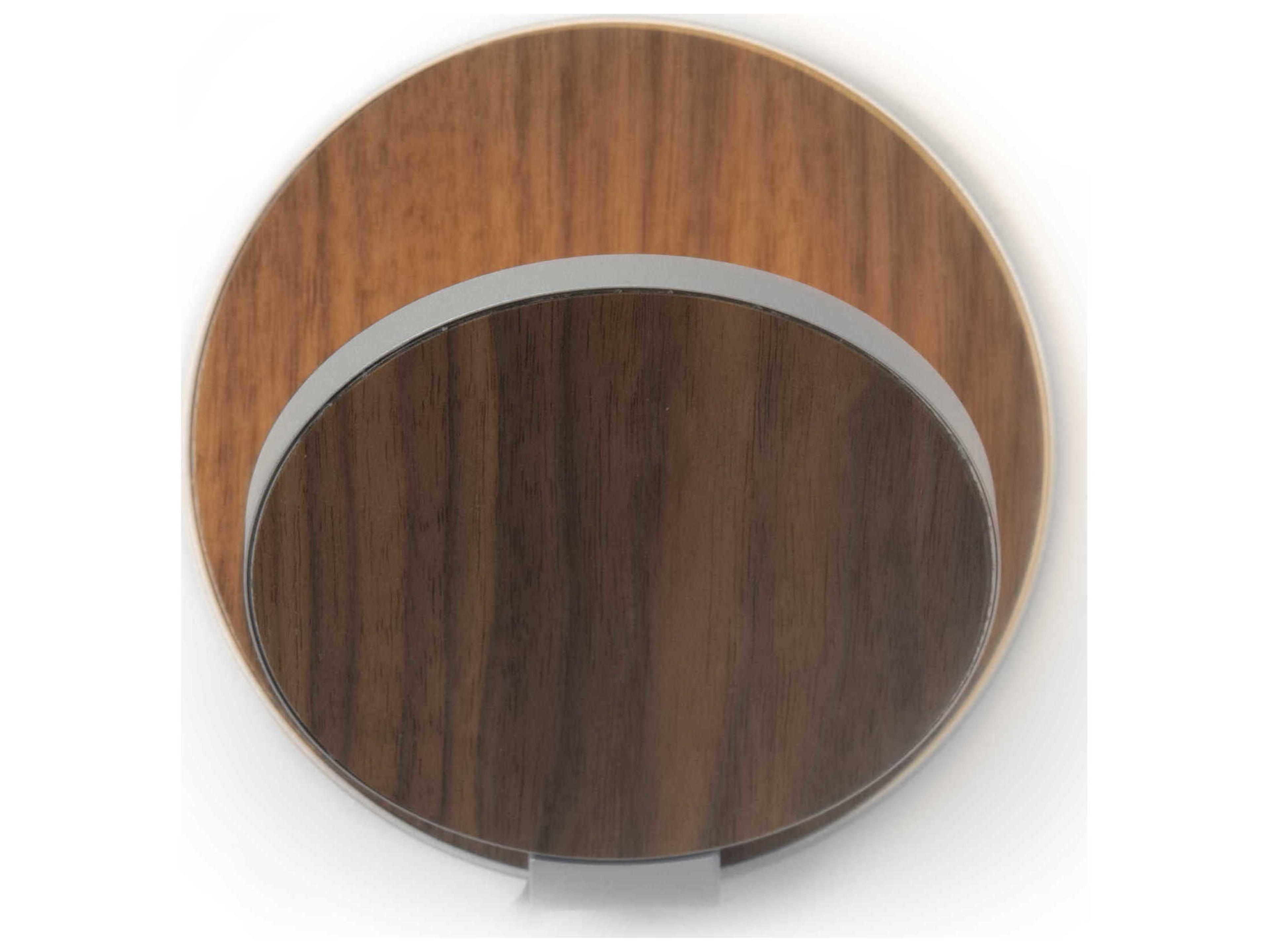 Koncept Gravy Silver Body Oiled Walnut Face Plates Wood Wall Sconce