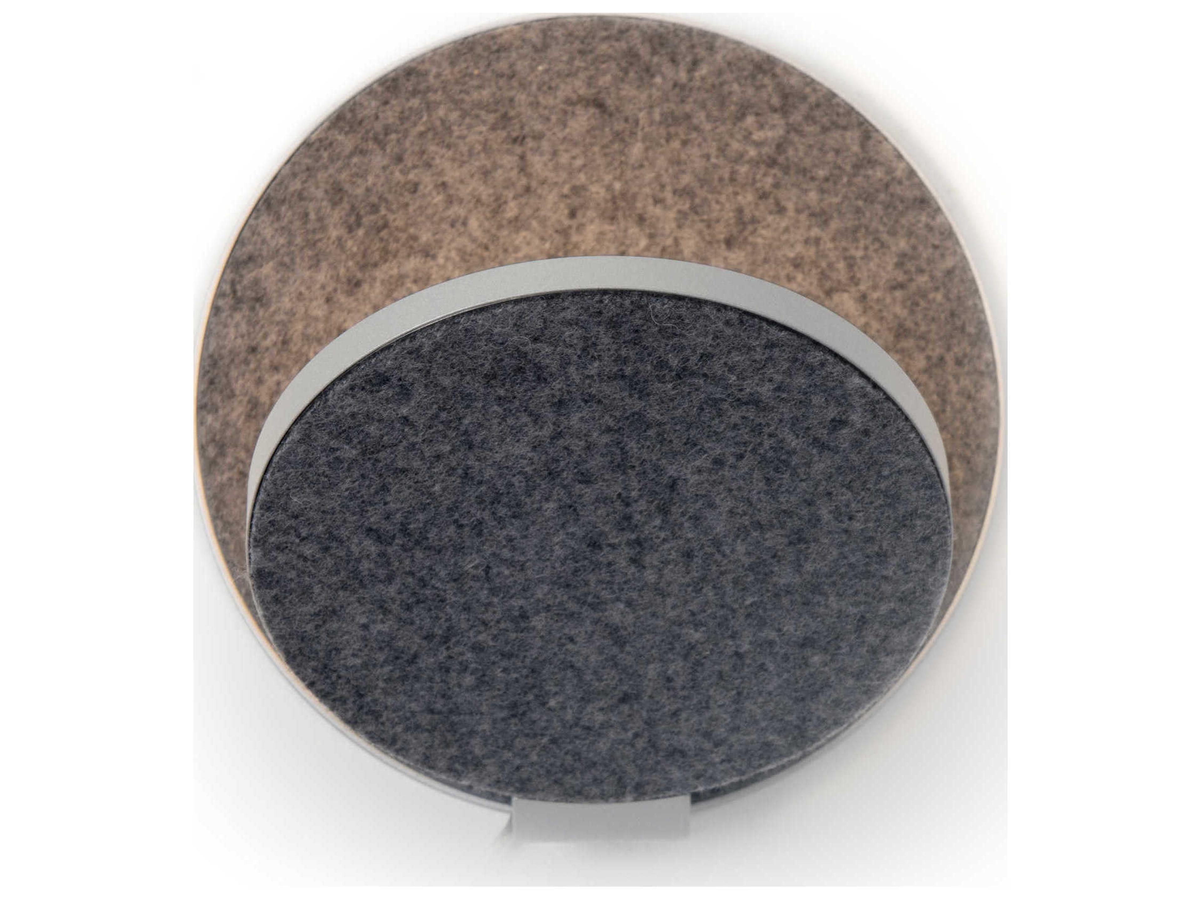 Koncept Gravy Silver Body Oxford Felt Face Plates Gray LED Wall Sconce