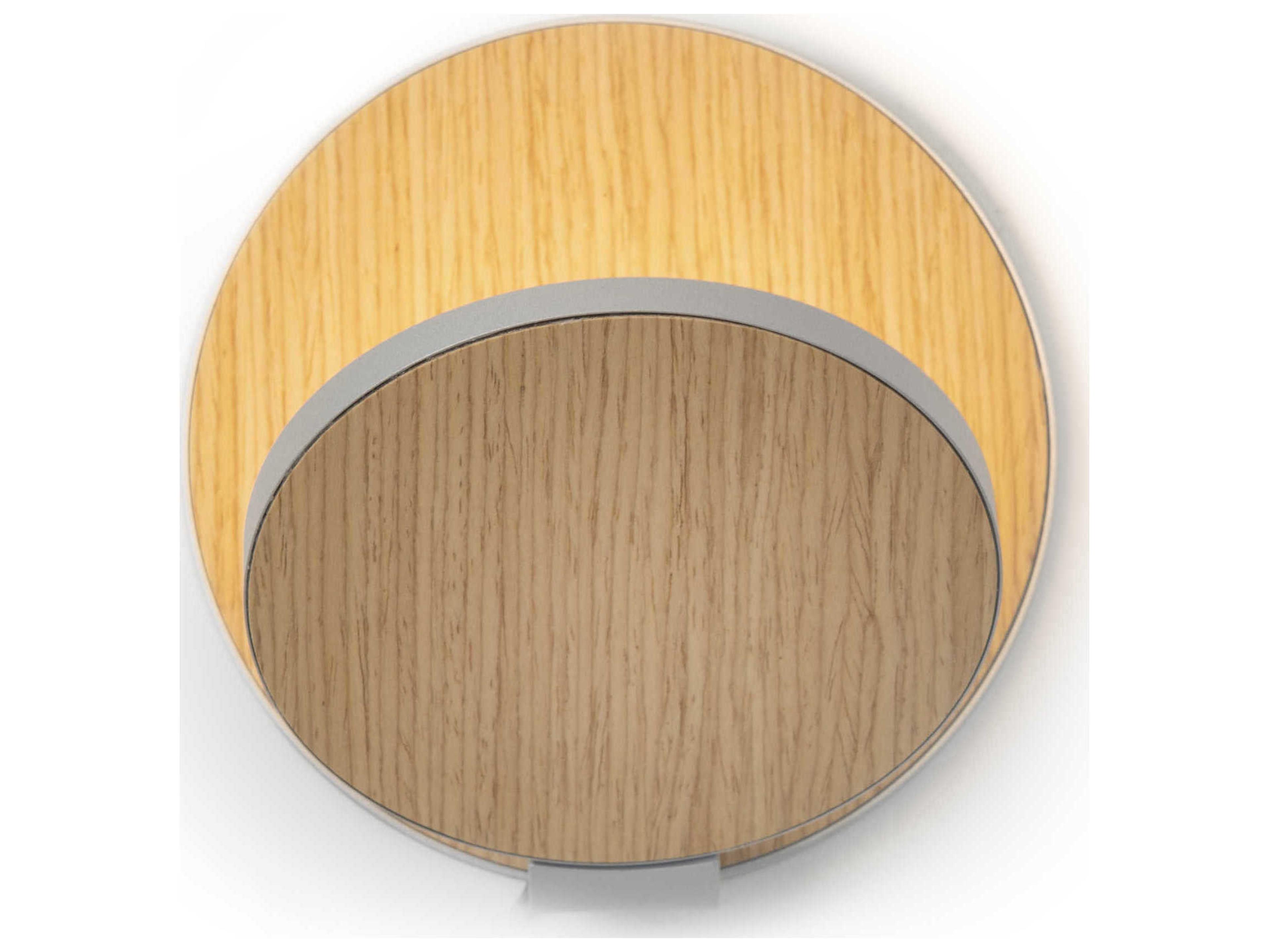 Koncept Gravy Silver Body White Oak Face Plates Wood LED Wall Sconce