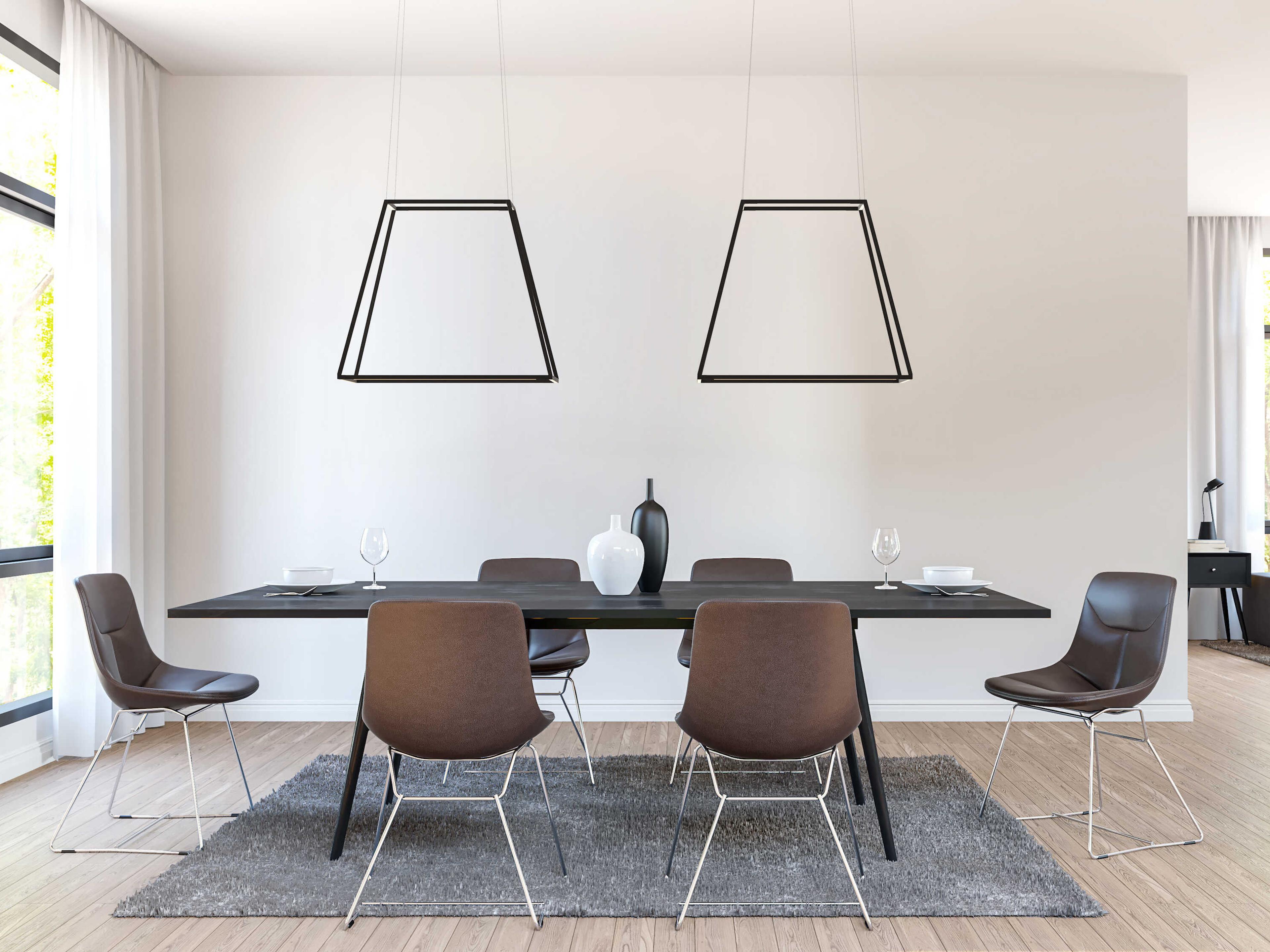 Koncept Z-bar Matte Black LED Geometric Linear Pendant