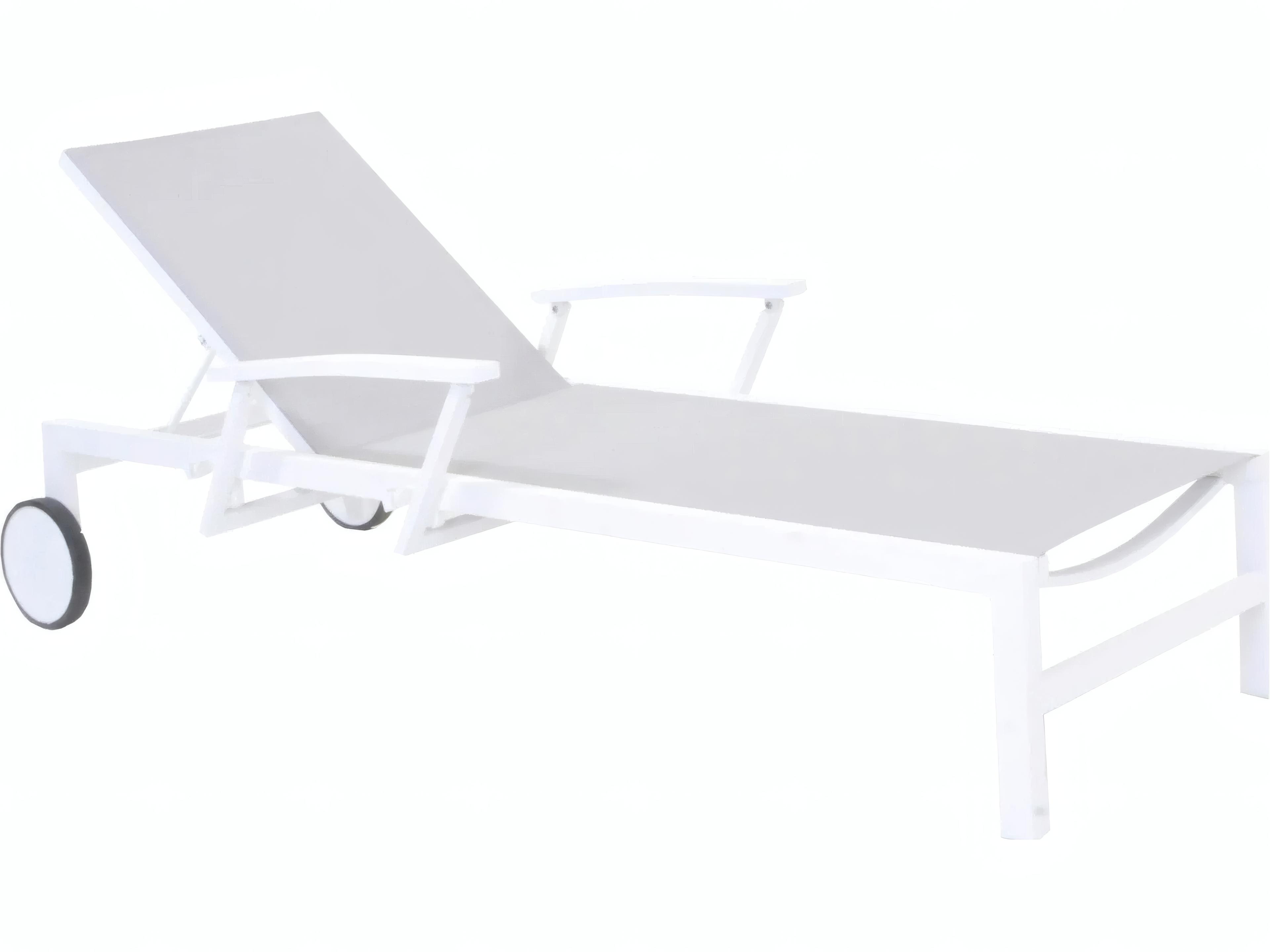 Anabel Closeout White Adjustable Patio Chaise Lounge in Mouse Grey Sling Set of 2