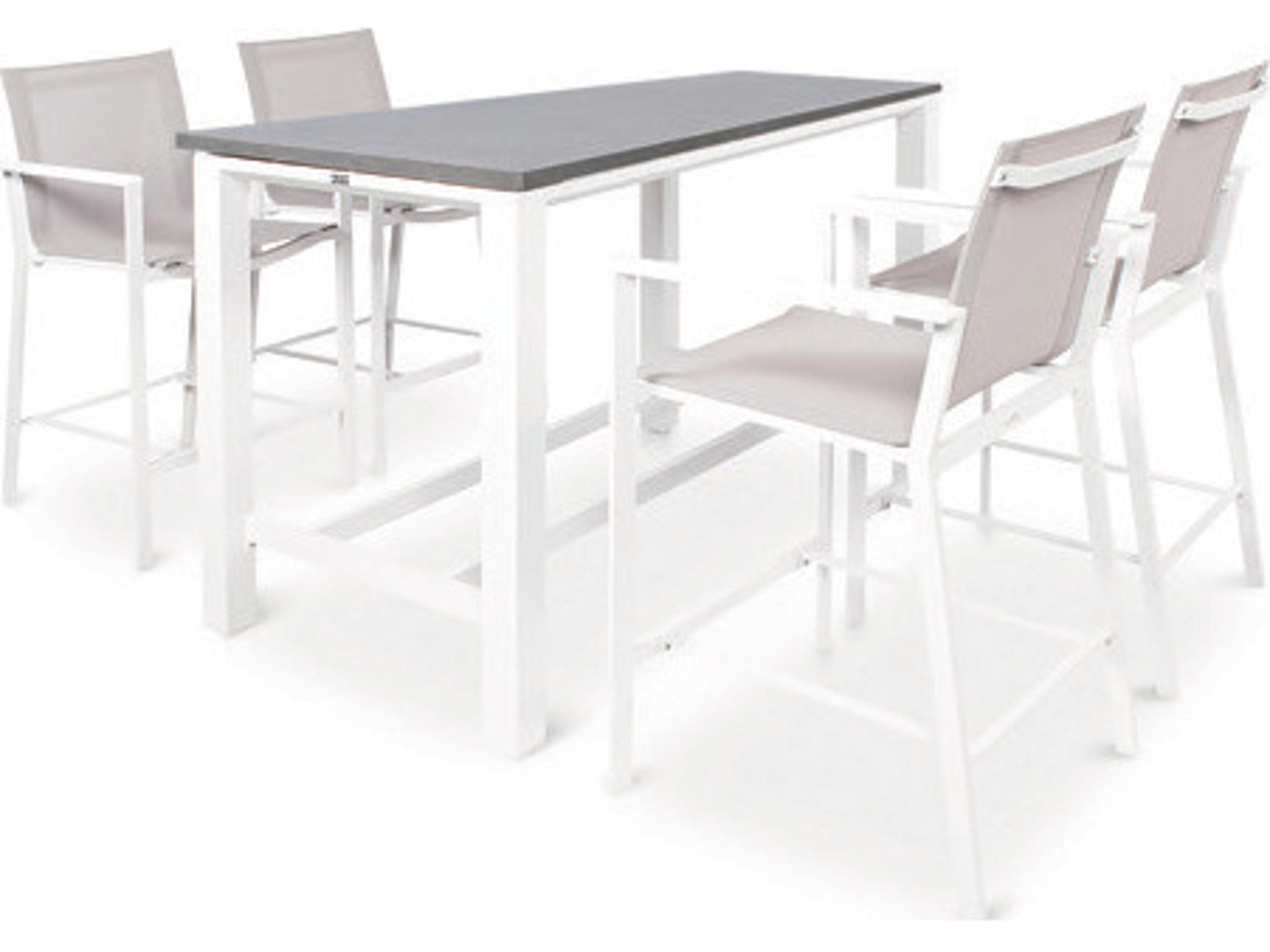 Primavera White mouse Grey concrete Look Ceramic Aluminum Dining Set