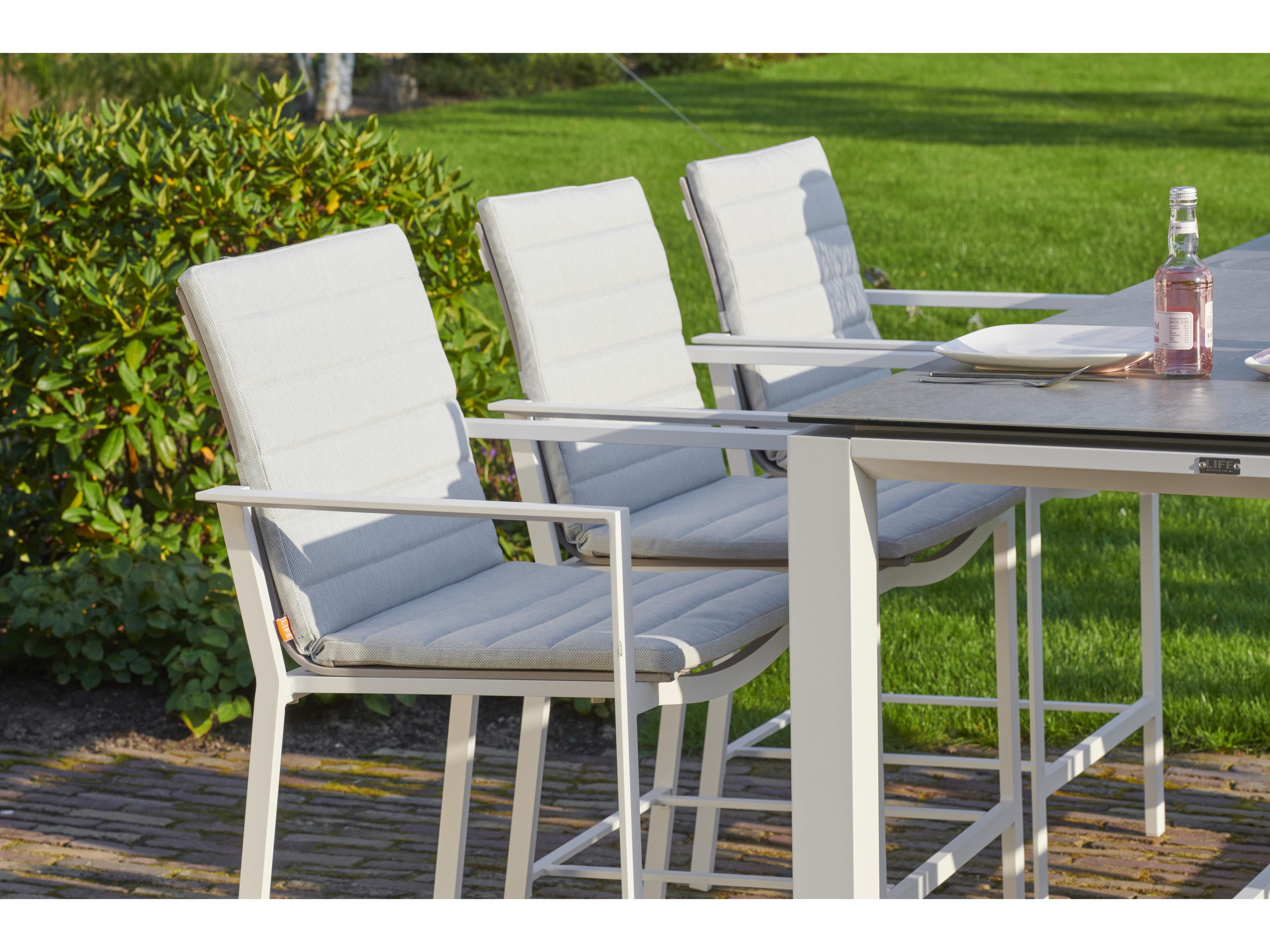 Kettler Primavera White mouse Grey concrete Look Ceramic Aluminum Dining Set