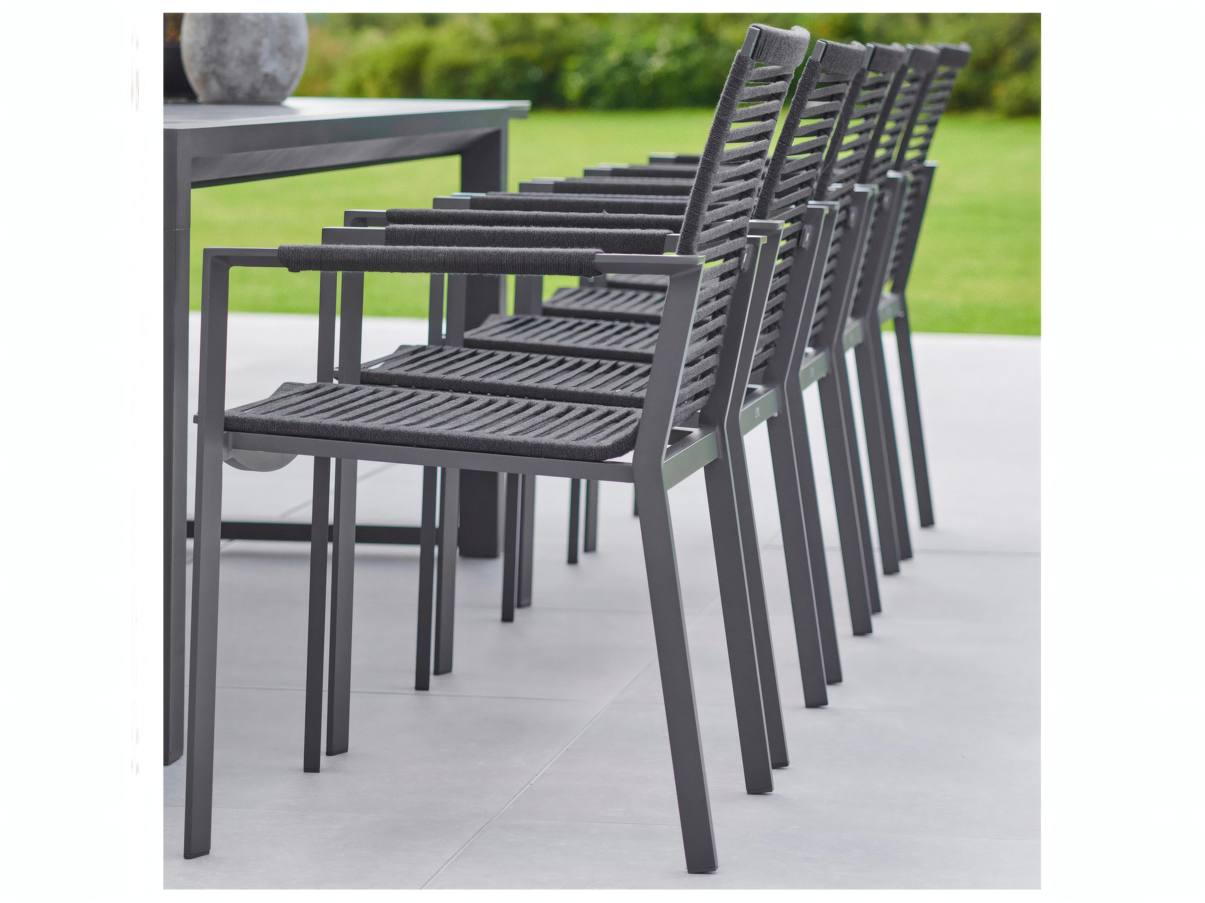 Kettler Porto Rope Aluminum Lava 7 Piece Outdoor Dining Set in Anthracite