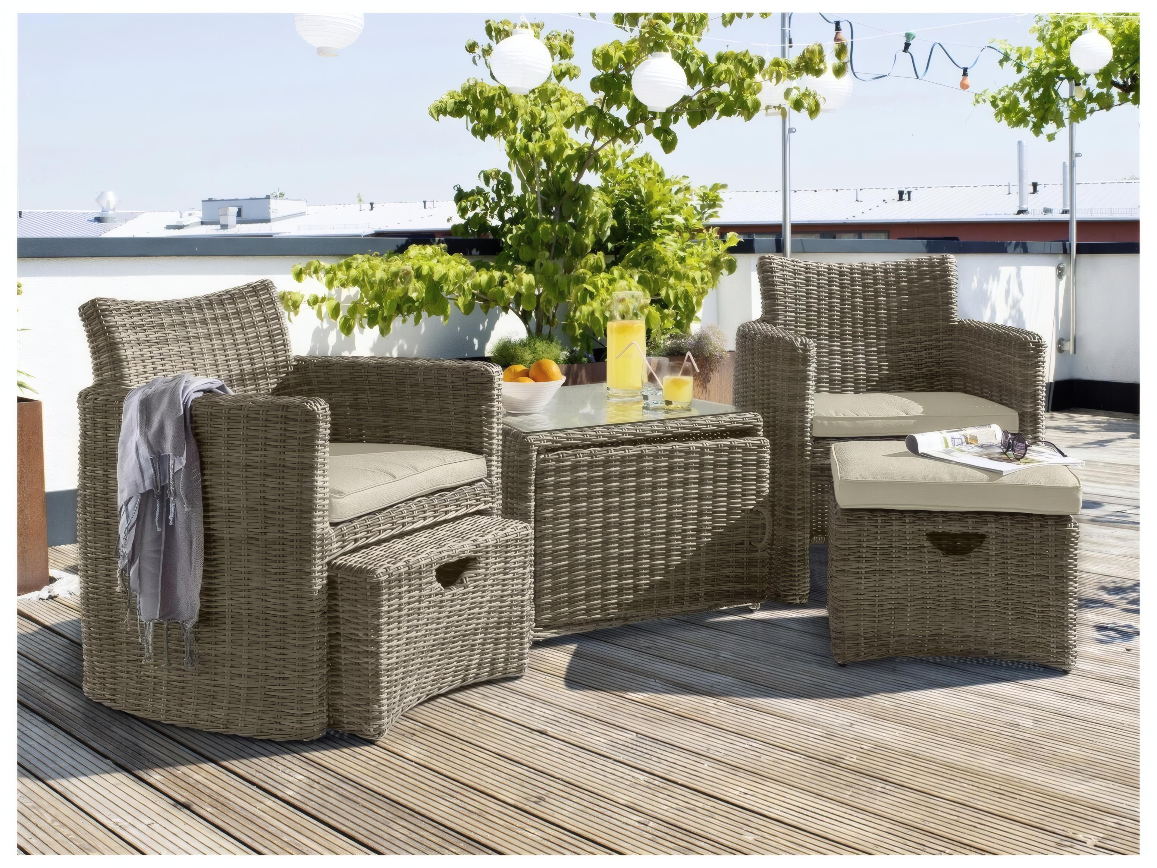 Cupido Wicker Cushion Outdoor Lounge Set in Canvas Ash