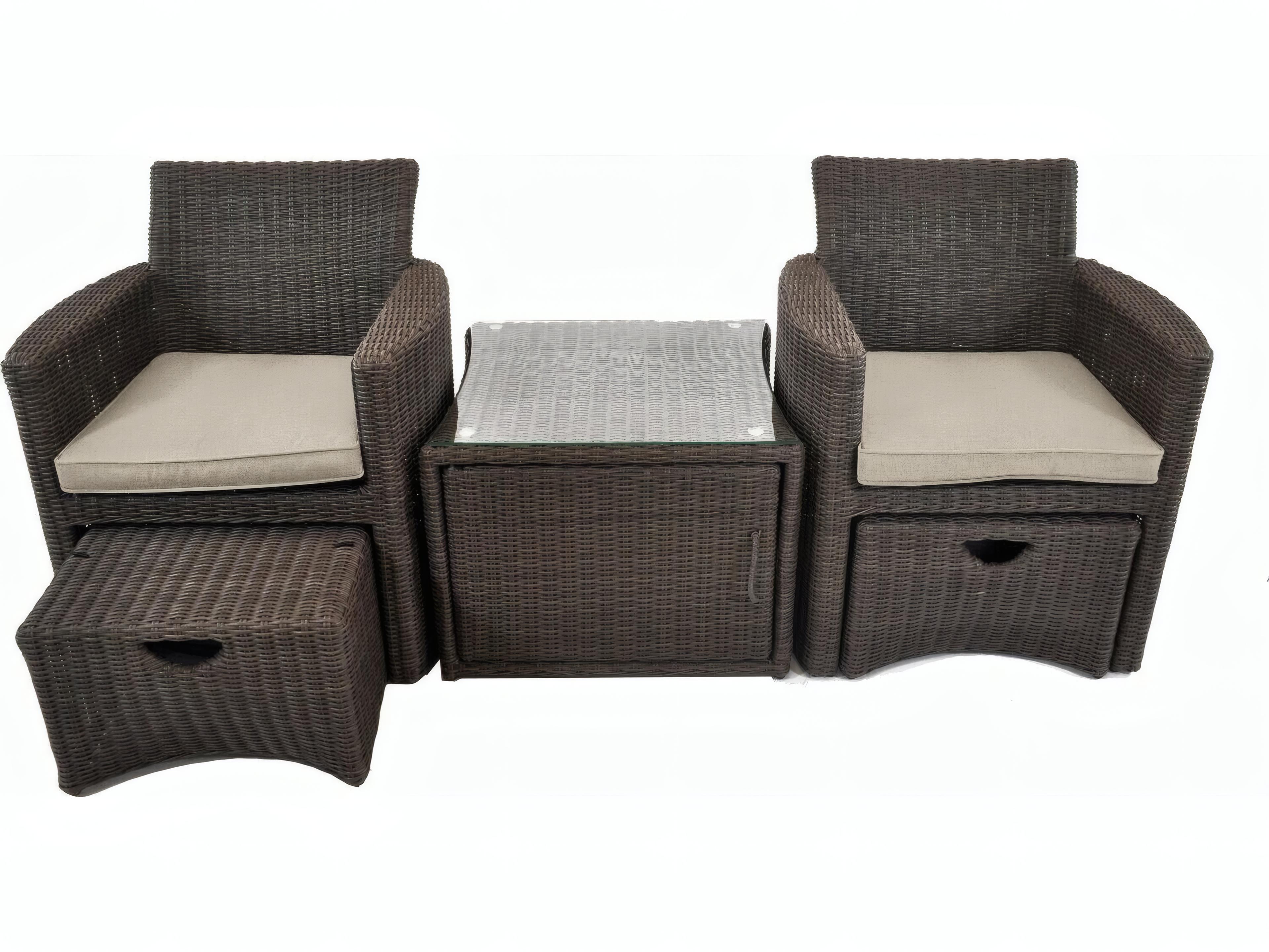 Kettler Cupido Wicker Cushion Outdoor Lounge Set in Canvas Ash