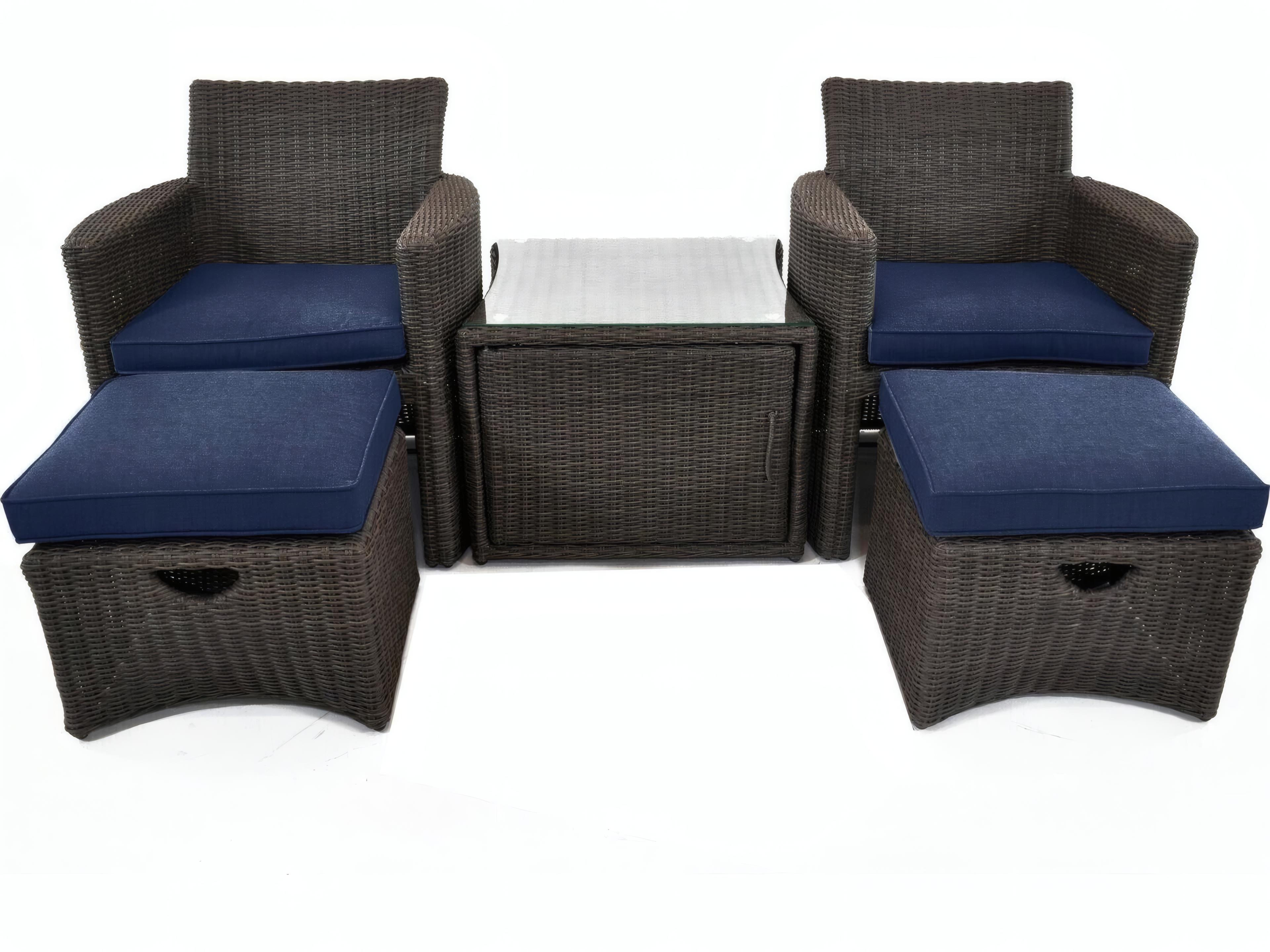 Kettler Cupido Wicker Cushion Patio Lounge Set in Spectrum Indigo