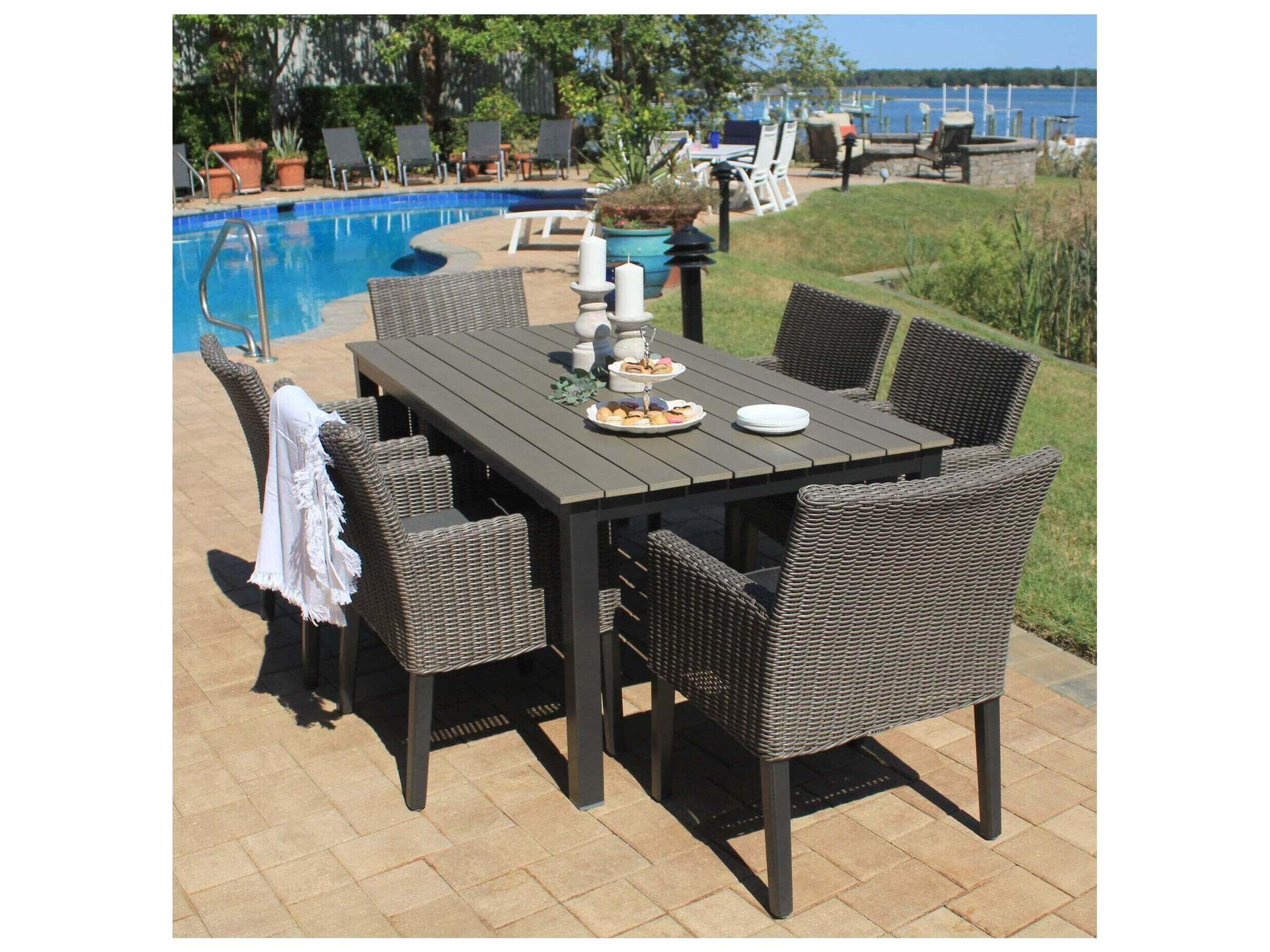 Kettler Bretange Rattan canvas Coal Aluminum Cushion Dining Chair Set Of 2