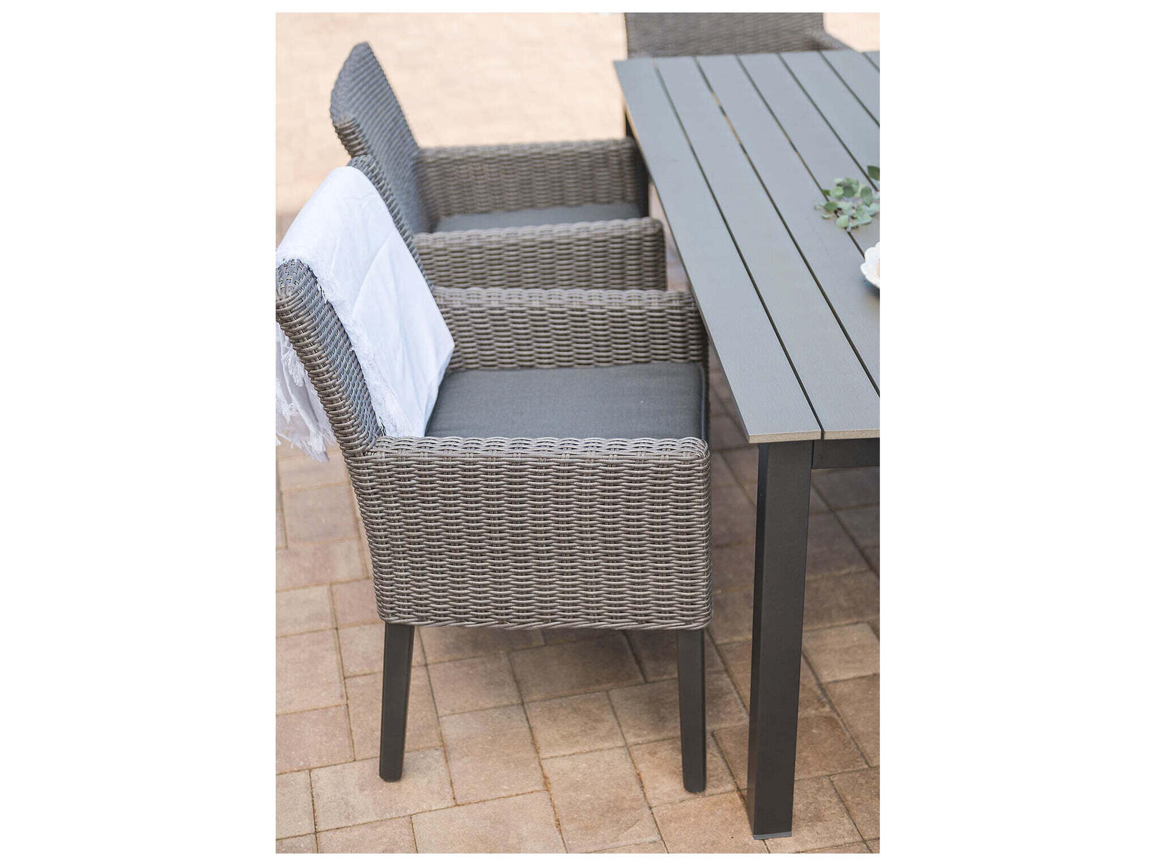 Kettler Bretange Rattan canvas Coal Aluminum Cushion Dining Chair Set Of 2