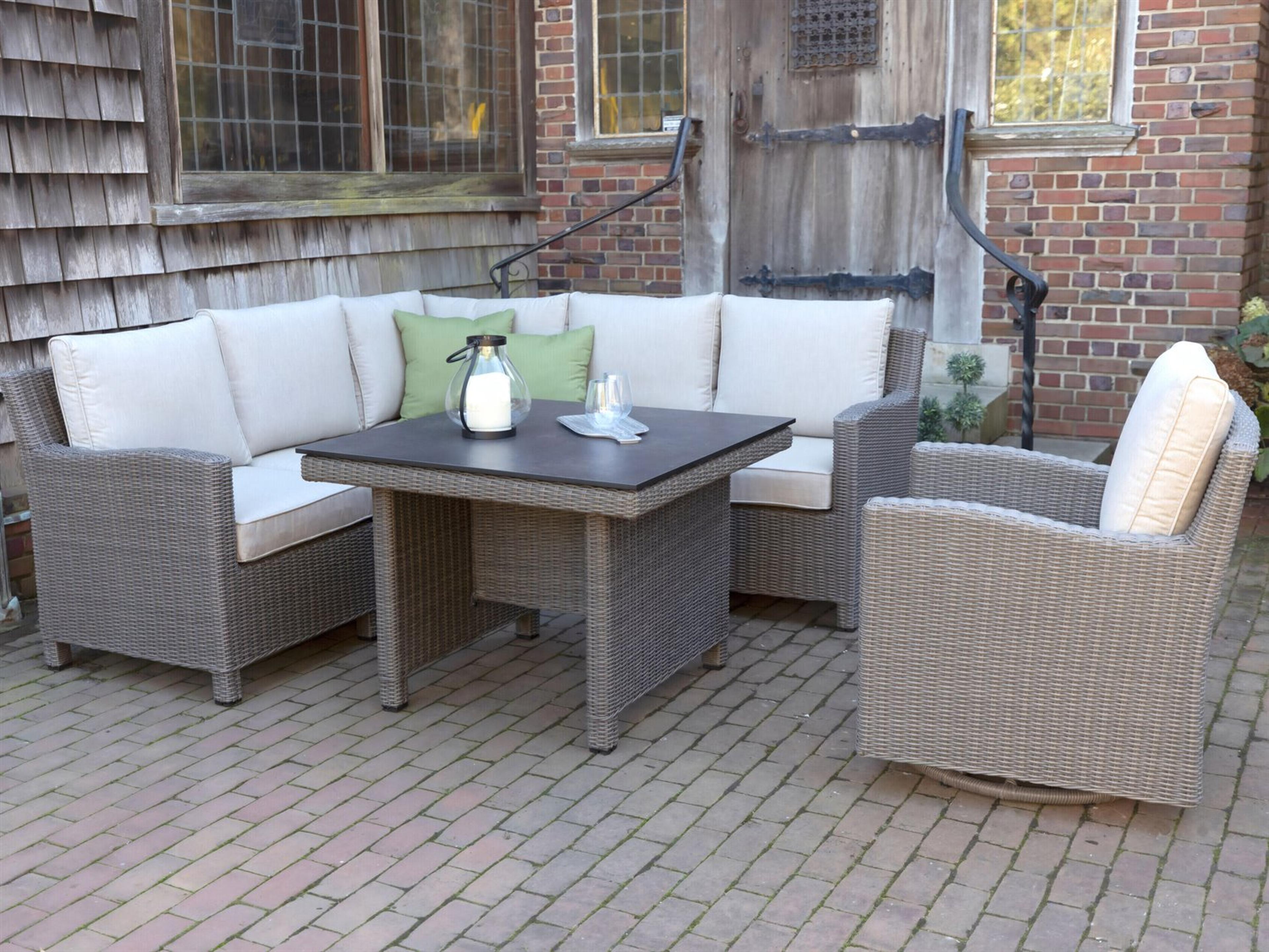 Kettler Palma Wicker Rattan Sectional Outdoor Lounge Set in Cash Ash