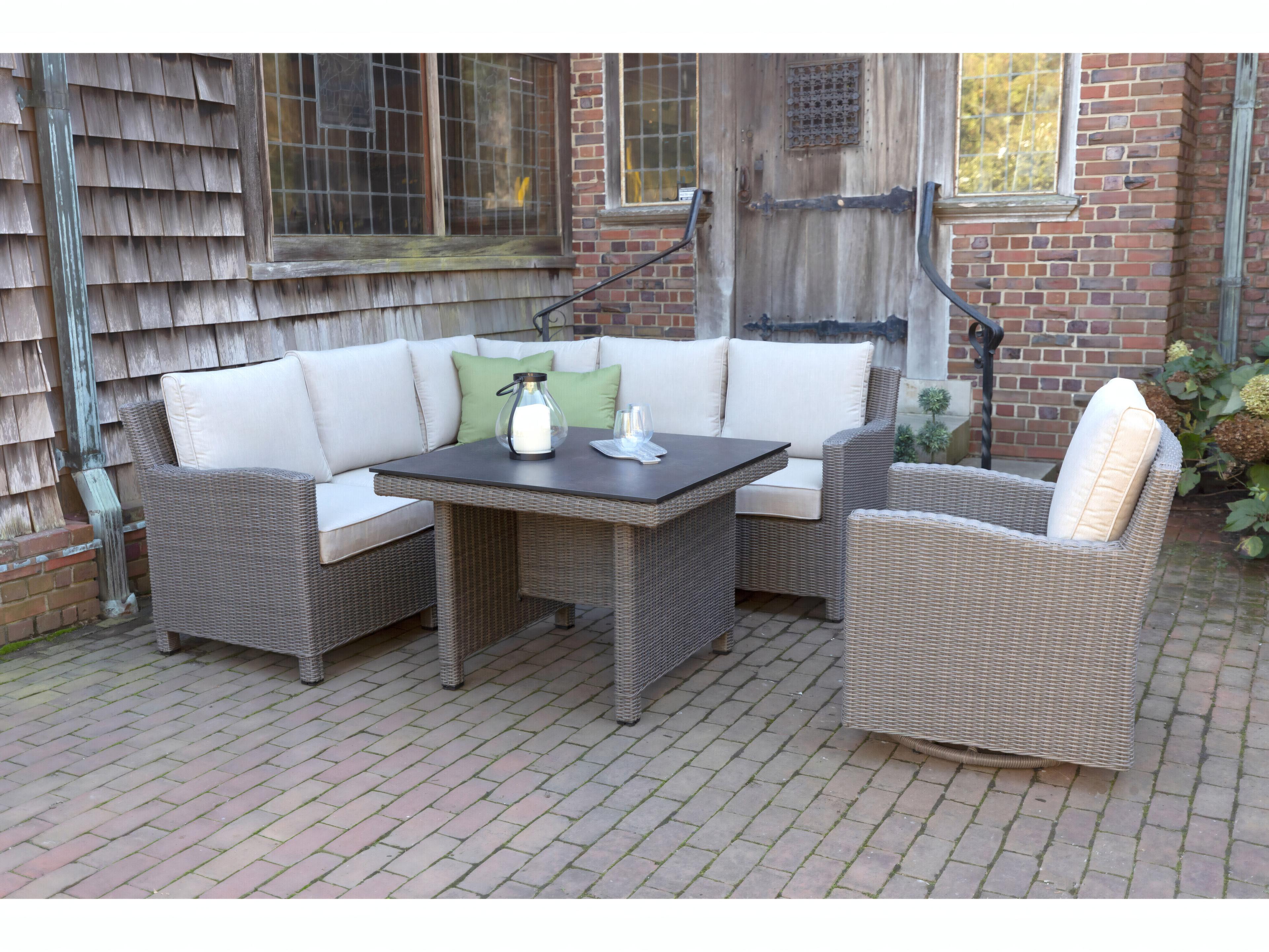 Palma Wicker Rattan Sectional Outdoor Lounge Set in Cash Ash
