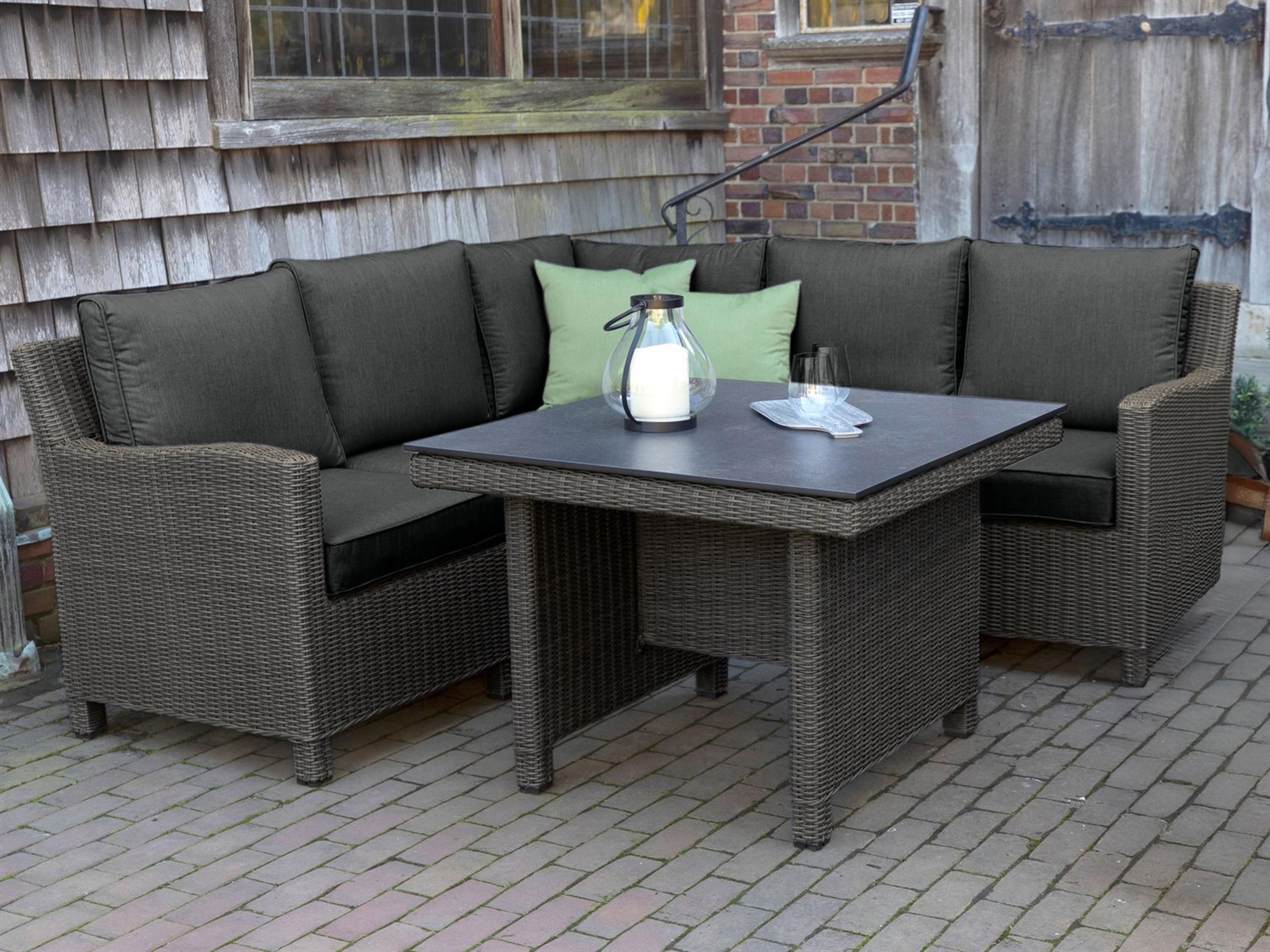 Palma Rattan canvas Coal Wicker Cushion Lounge Set