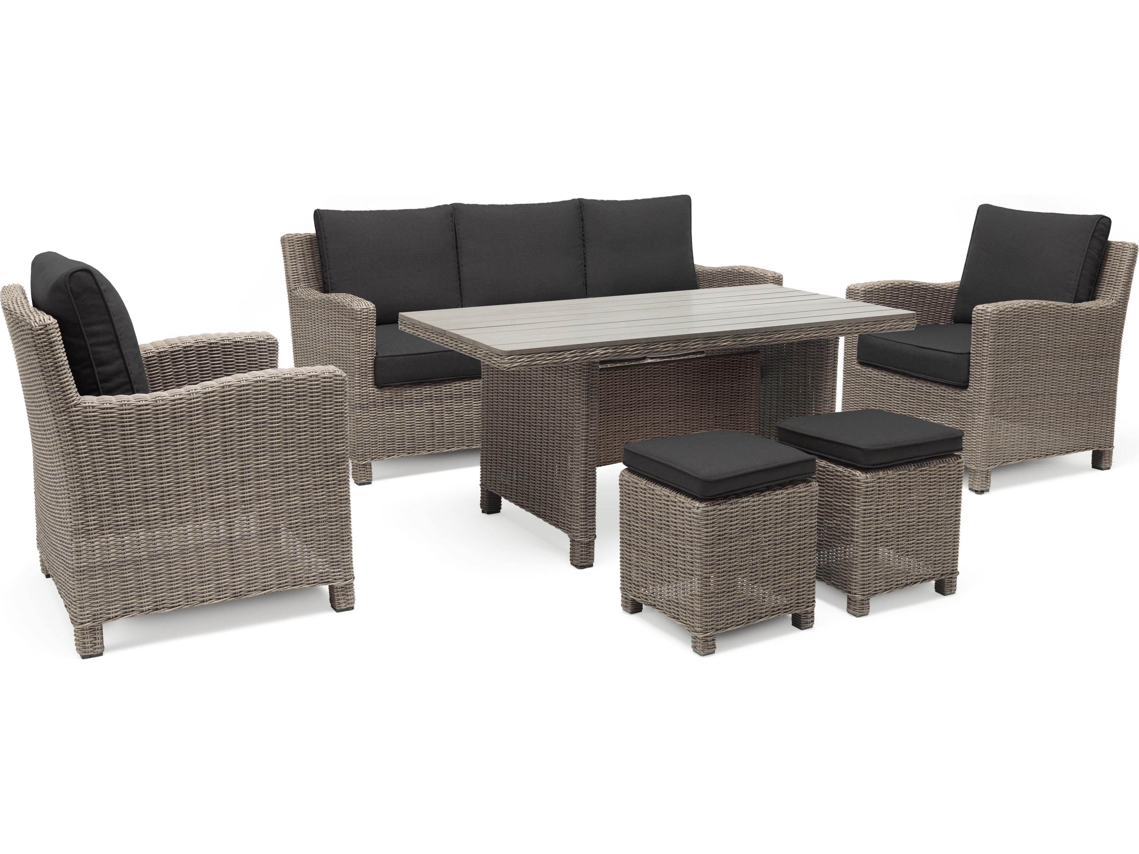 Kettler Palma Rattan canvas Coal Wicker Cushion Lounge Set