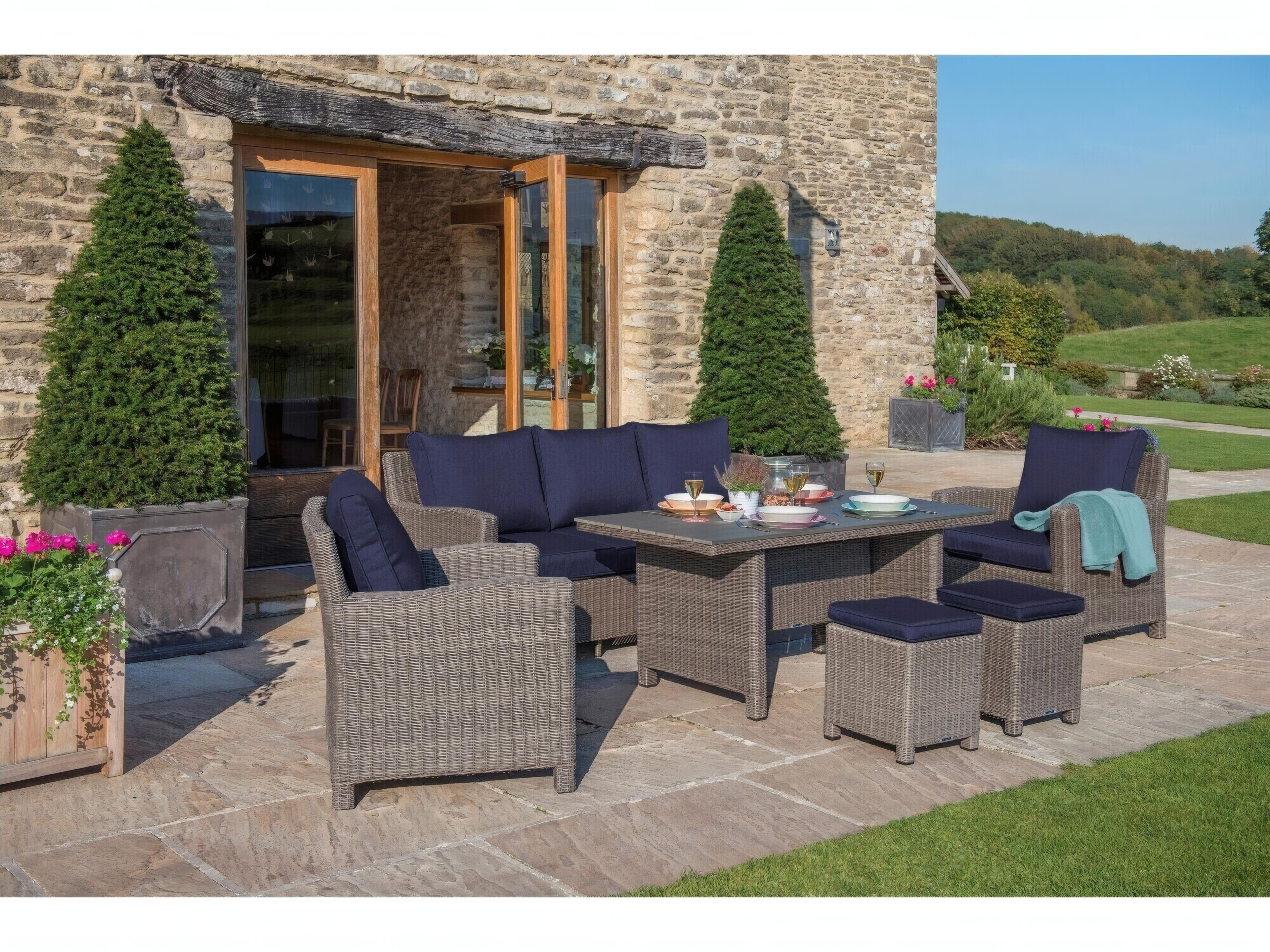 Palma Rattan Spectrum Indigo Aluminum Cushion Lounge Set