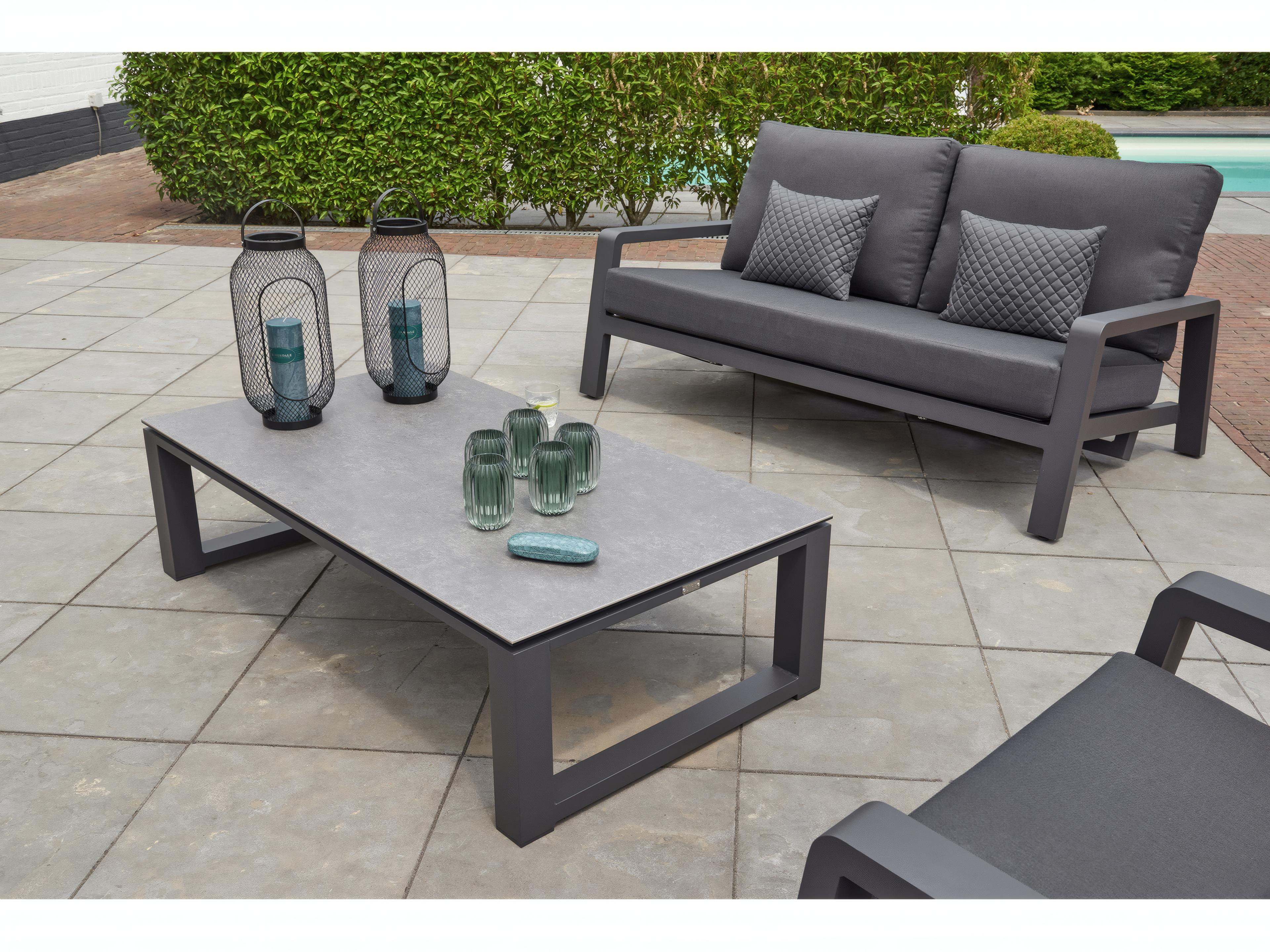 Kettler Boston Select Aluminum Lava Rectangular Ceramic Top Outdoor Patio Coffee Table