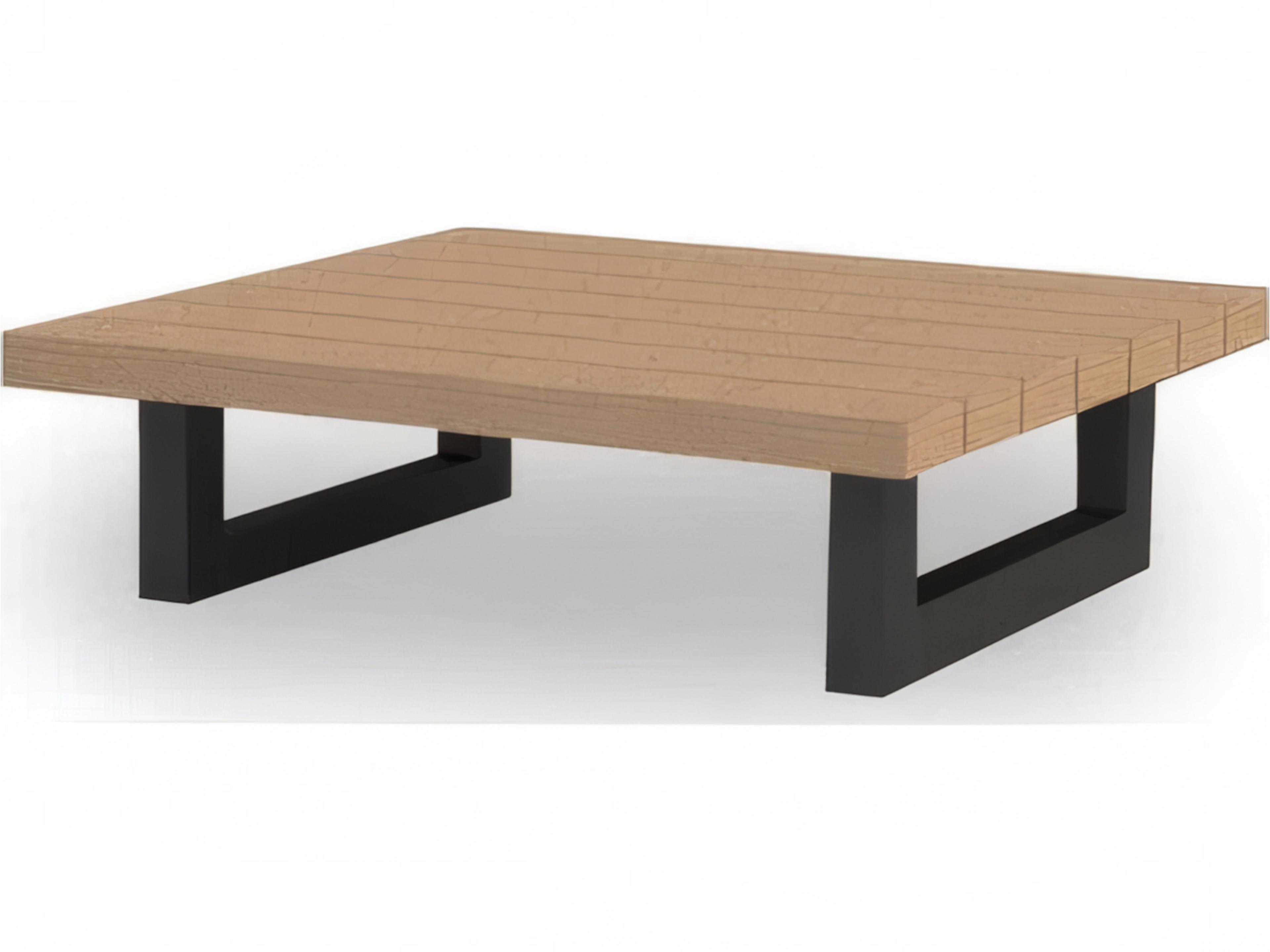 Nevada Aluminum Lava Square Robust Teak Top Outdoor Patio Coffee Table