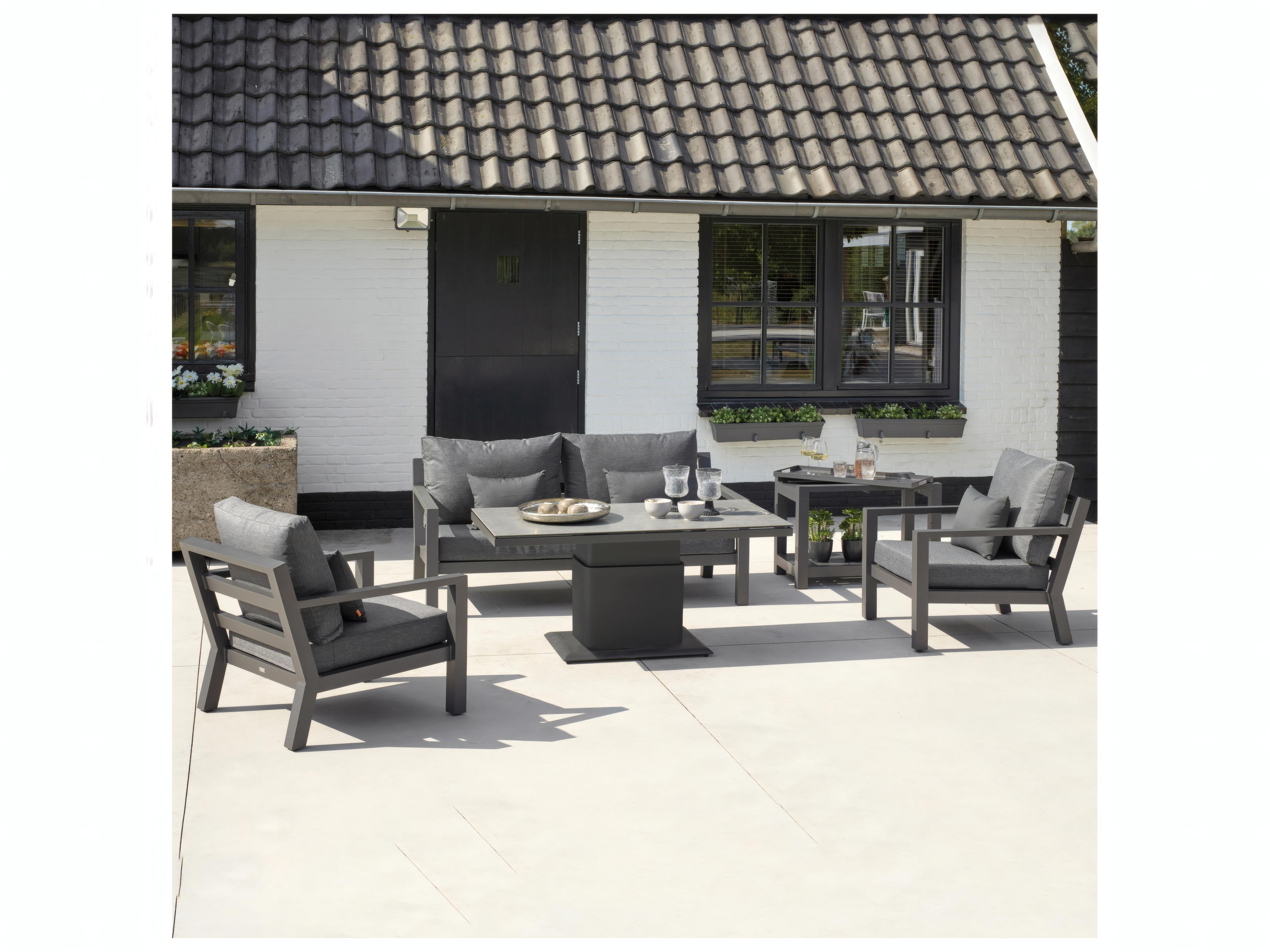 Life Timber Lava Natte Charcoal Aluminum Cushion Lounge Set