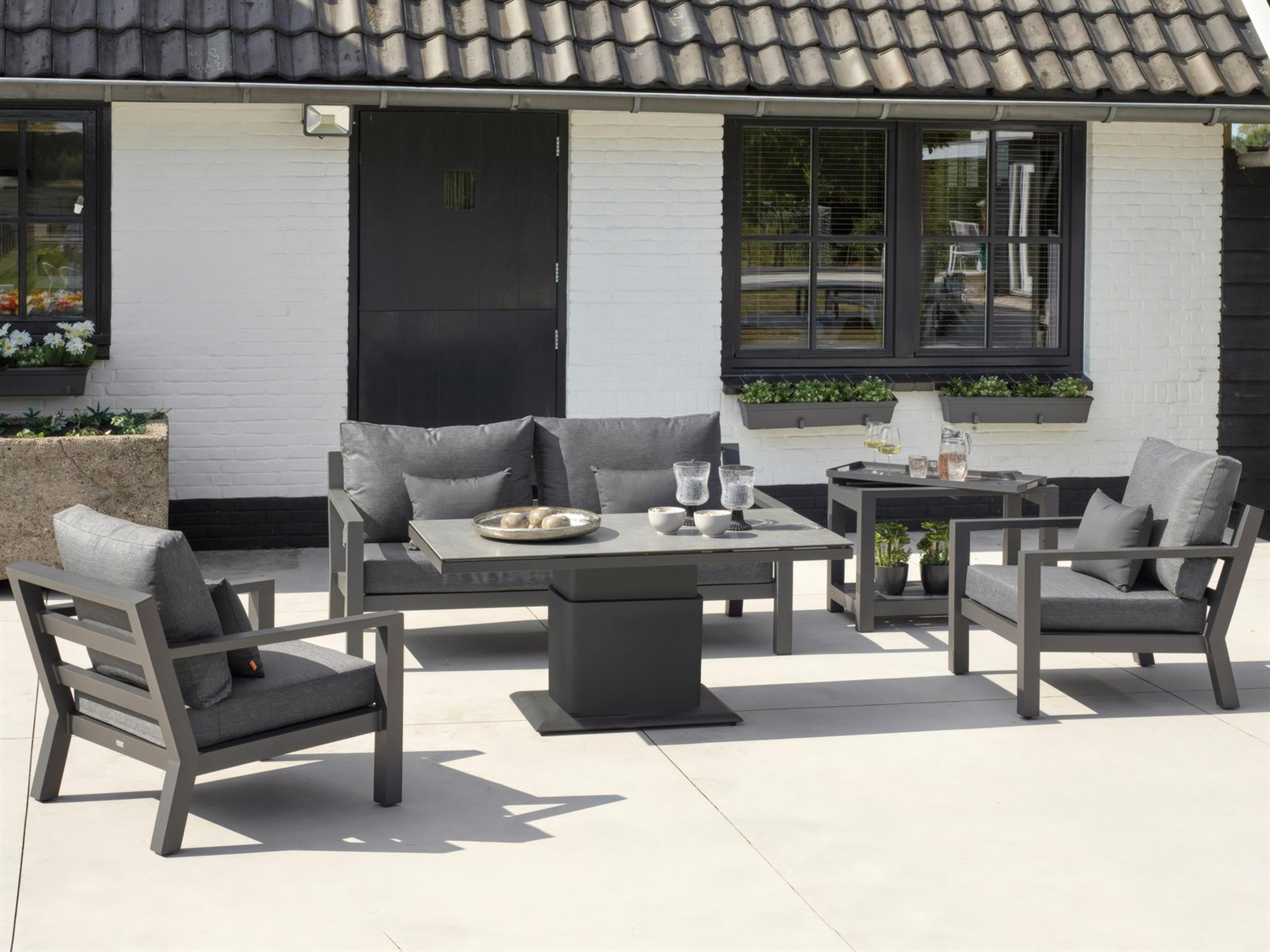 Life Timber Lava Natte Charcoal Aluminum Cushion Lounge Set