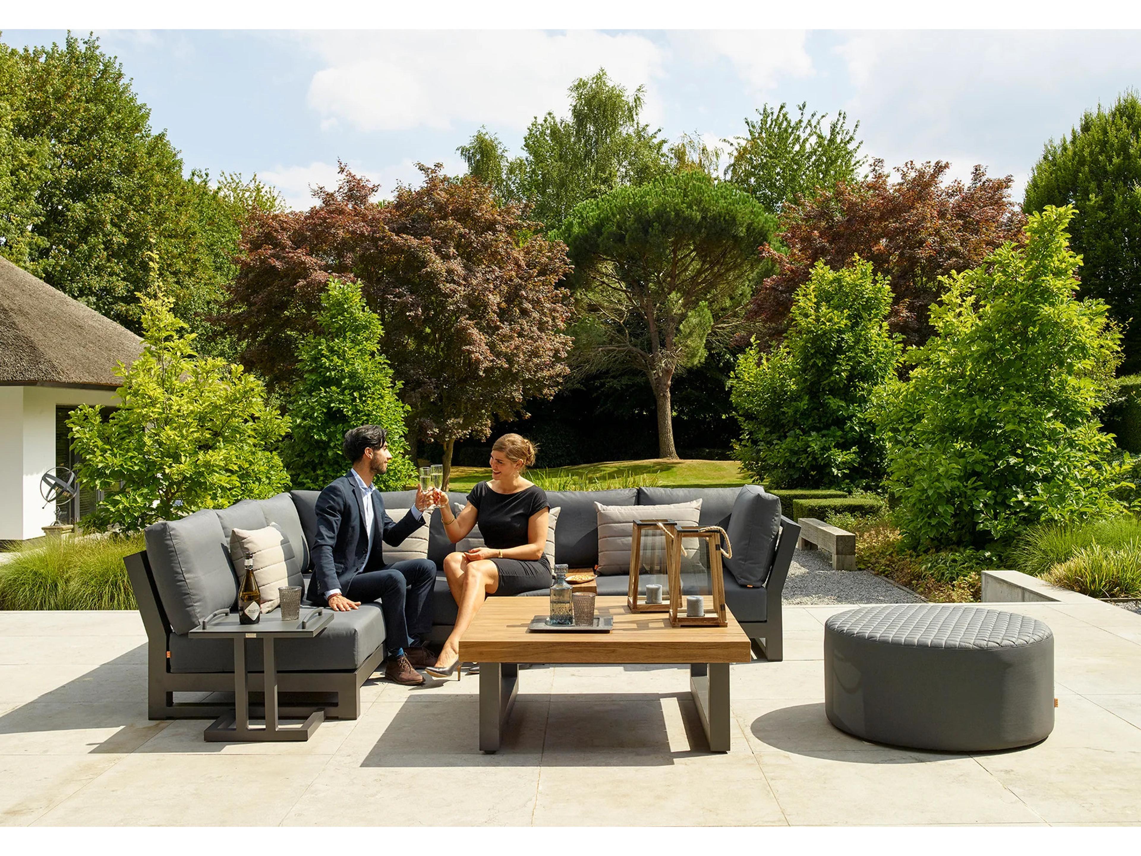 Kettler Nevada Aluminum Lava Square Robust Teak Top Outdoor Patio Coffee Table