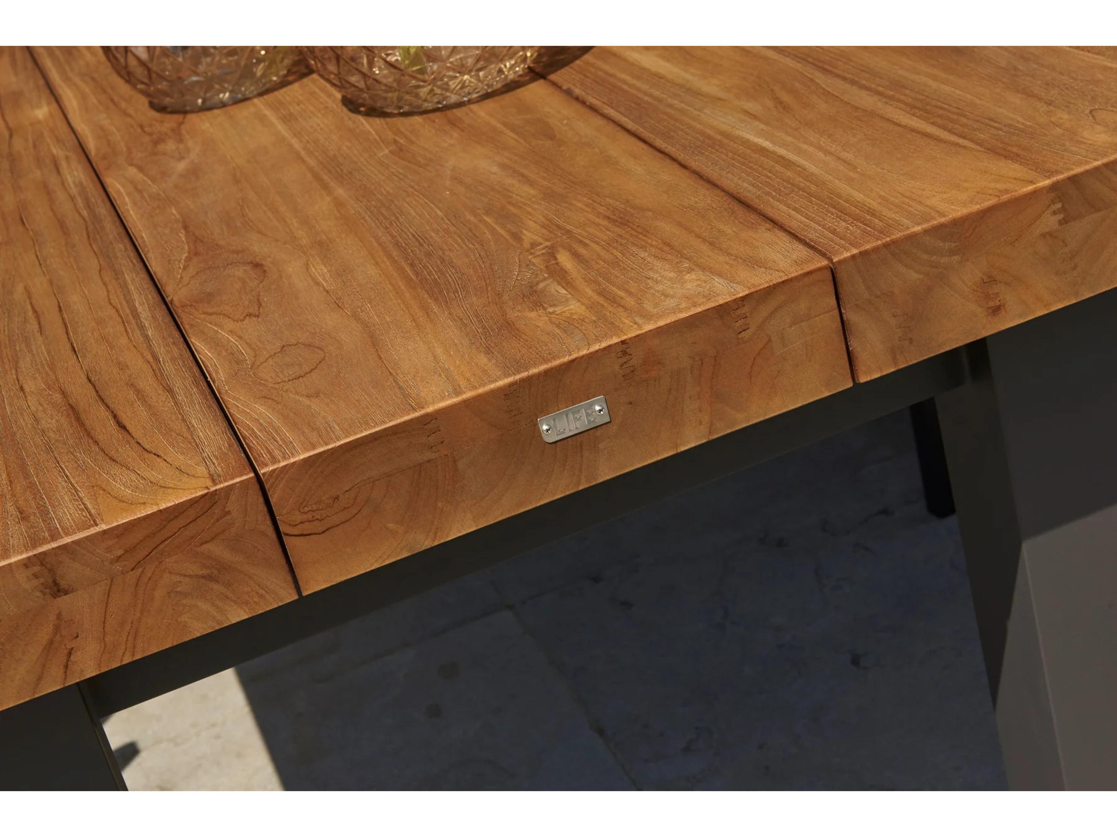 Kettler Nevada Aluminum Lava Square Robust Teak Top Outdoor Patio Coffee Table