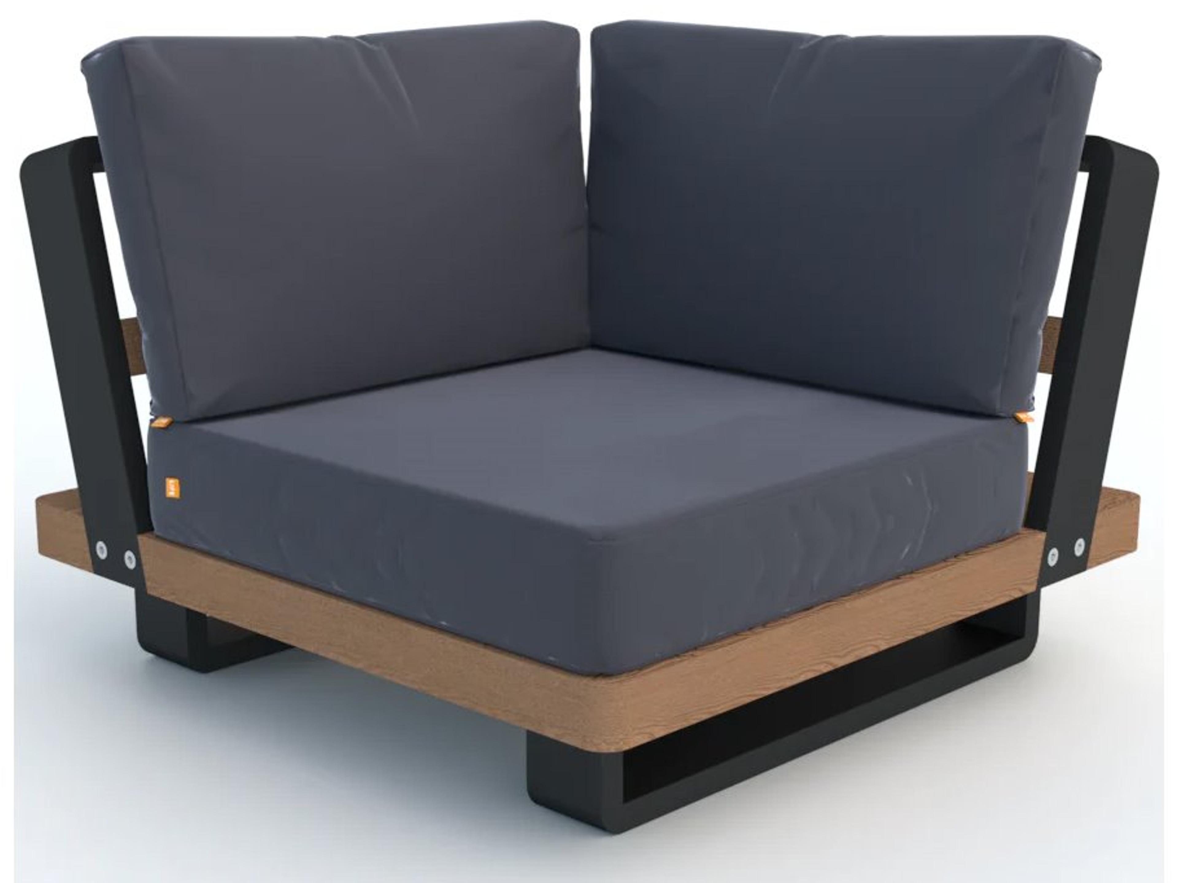 Fitz Roy Aluminum Teak Lava Corner Outdoor Lounge Chair in Natte Charcoal