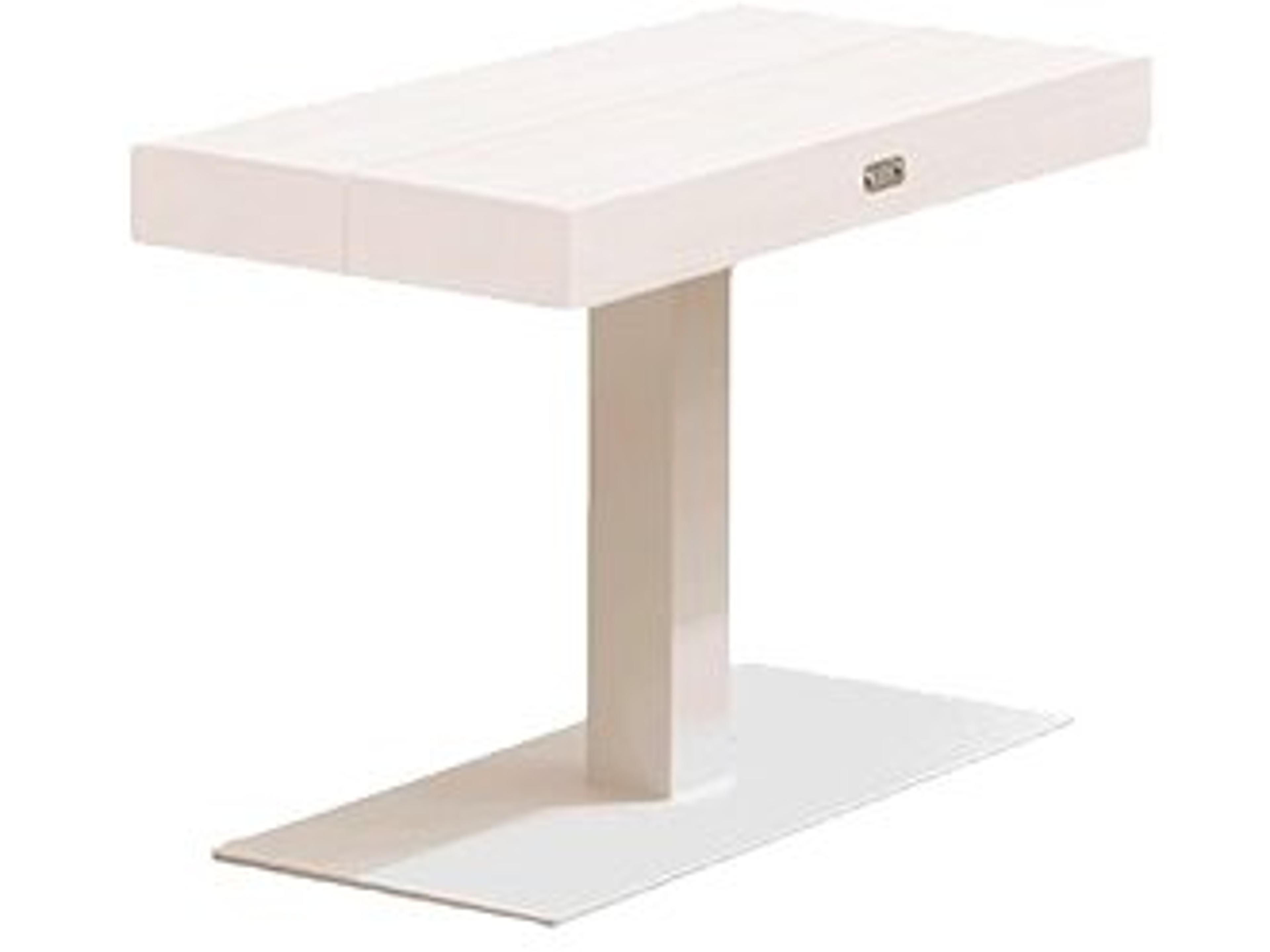 Fitz Roy Aluminum White Rectangular Teak Top Patio End Table