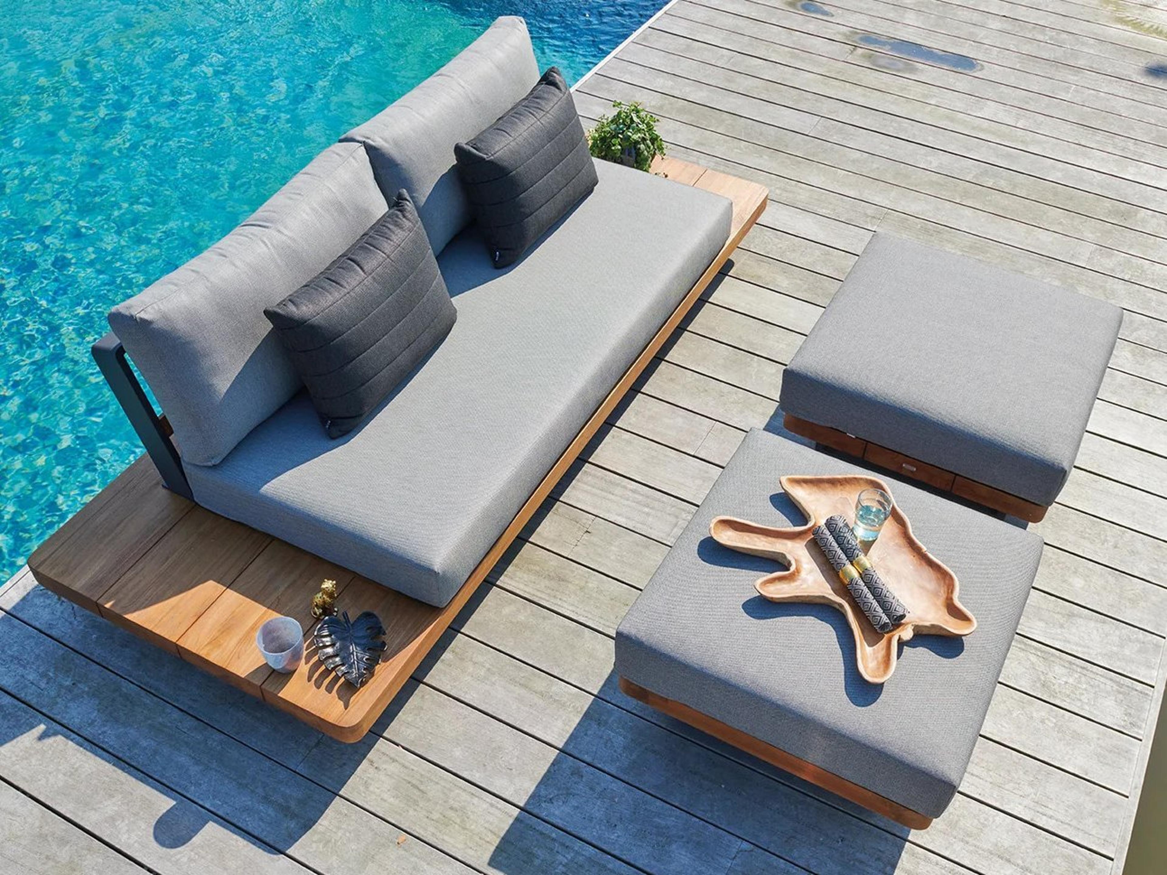 Fitz Roy Aluminum Lava Outdoor Patio Sofa in Natte Charcoal